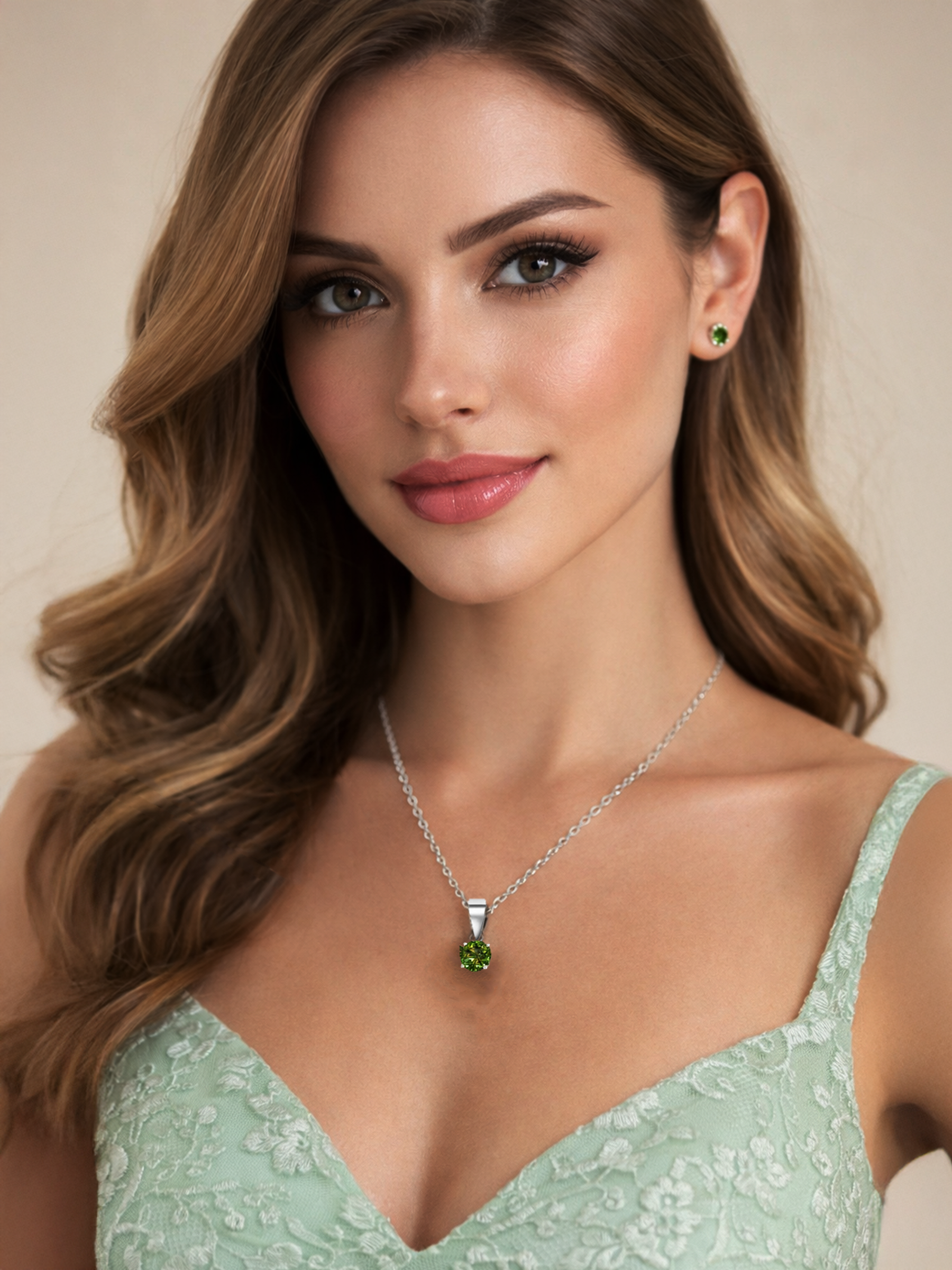 1.25ct Lab Grown Peridot Pendant Necklace