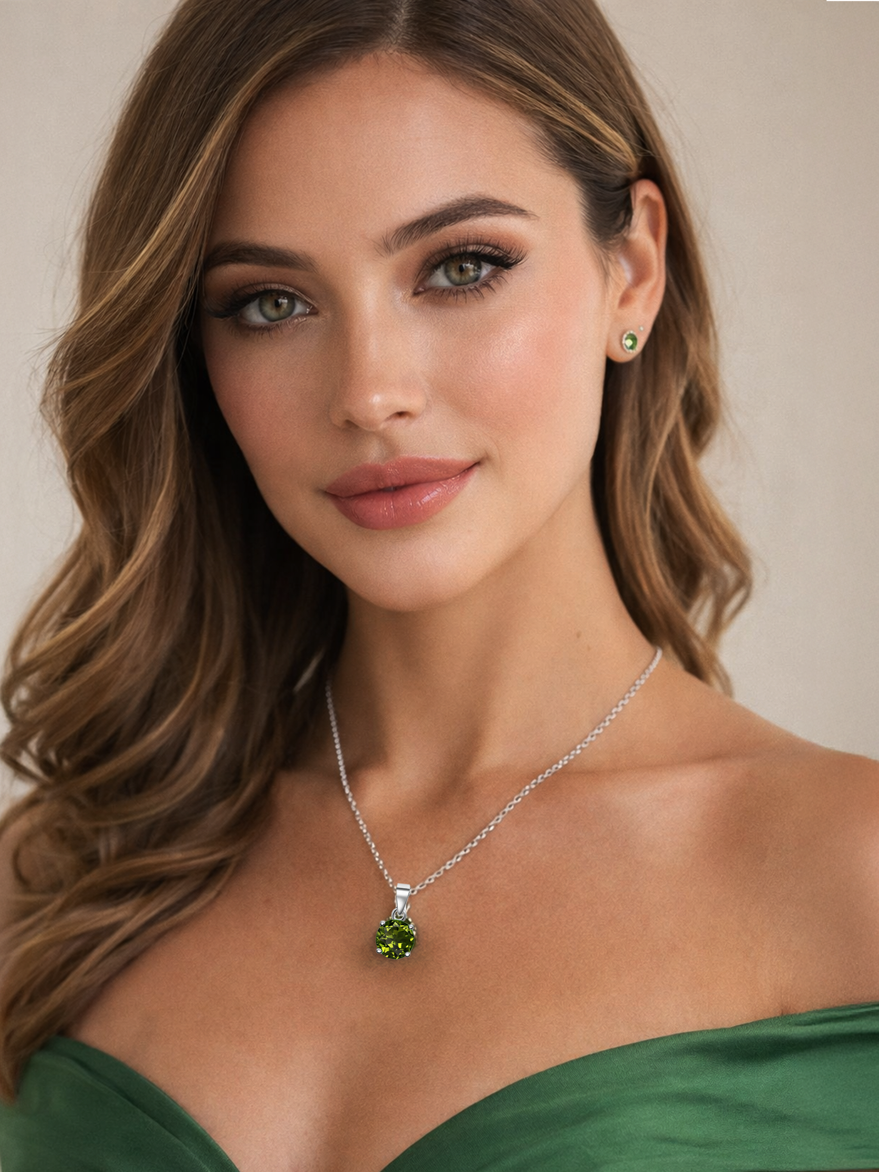 2ct Lab Grown Peridot Pendant Necklace