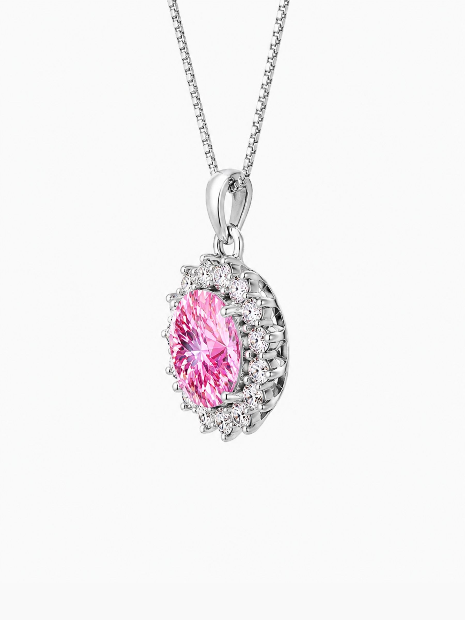 1.25ct Pink Diamond Moissanite Pendant Necklace