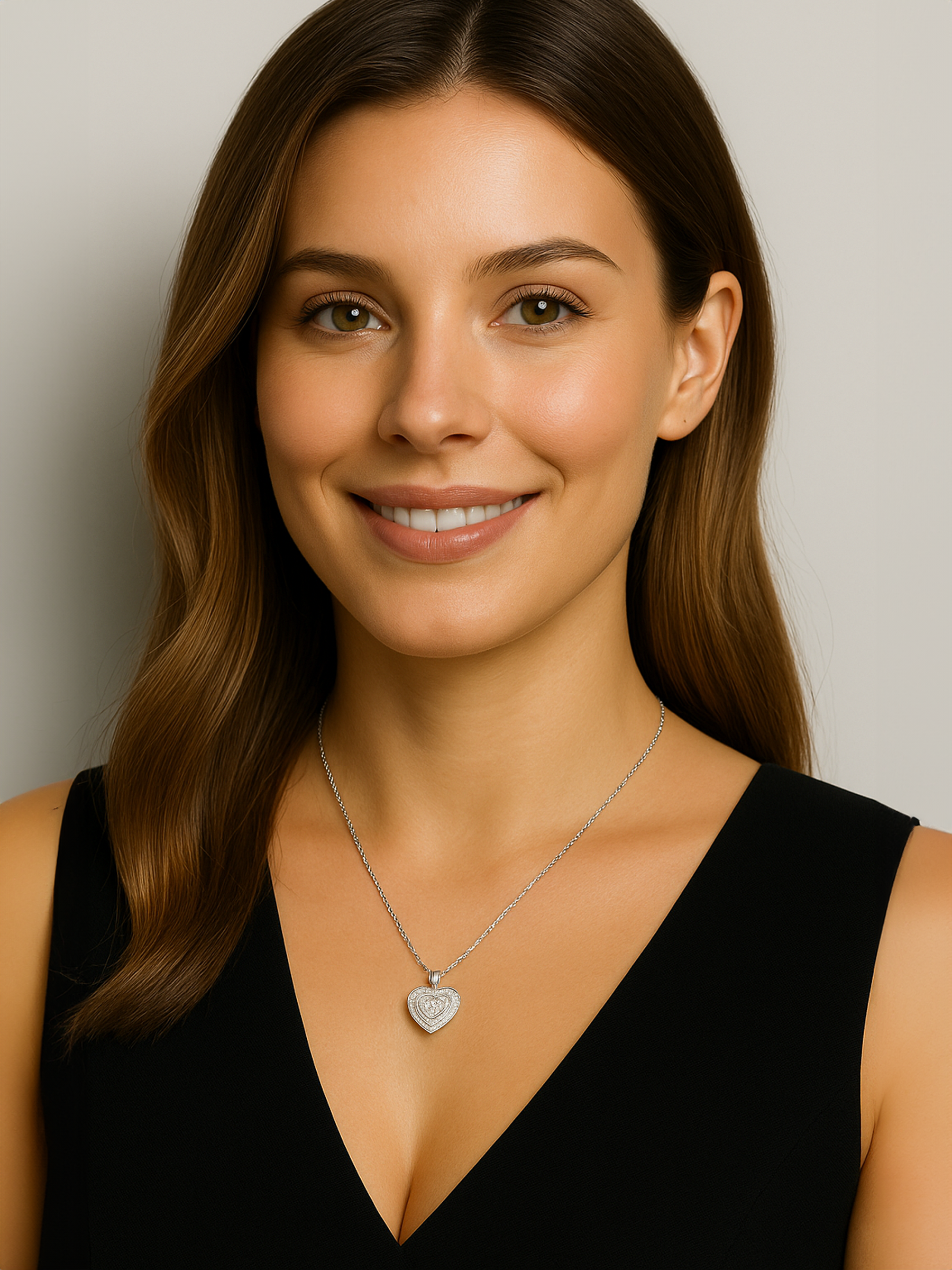 Pave Heart White Sapphire Necklace