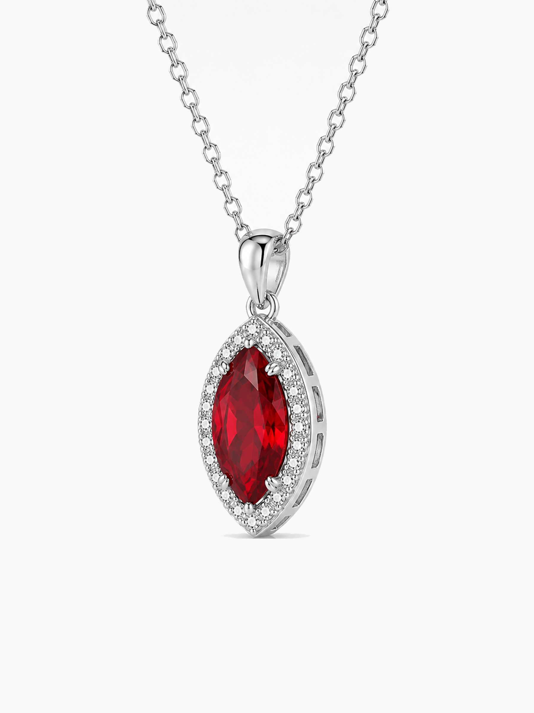1.2Ct Lab Ruby Marquise Cut Pendant Necklace