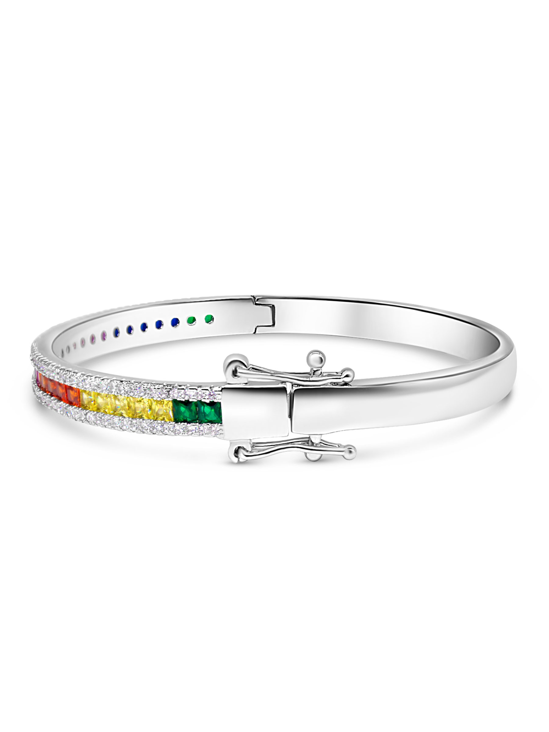 Rainbow Multicoloured Cuff Bracelet Platinum Tone Plated