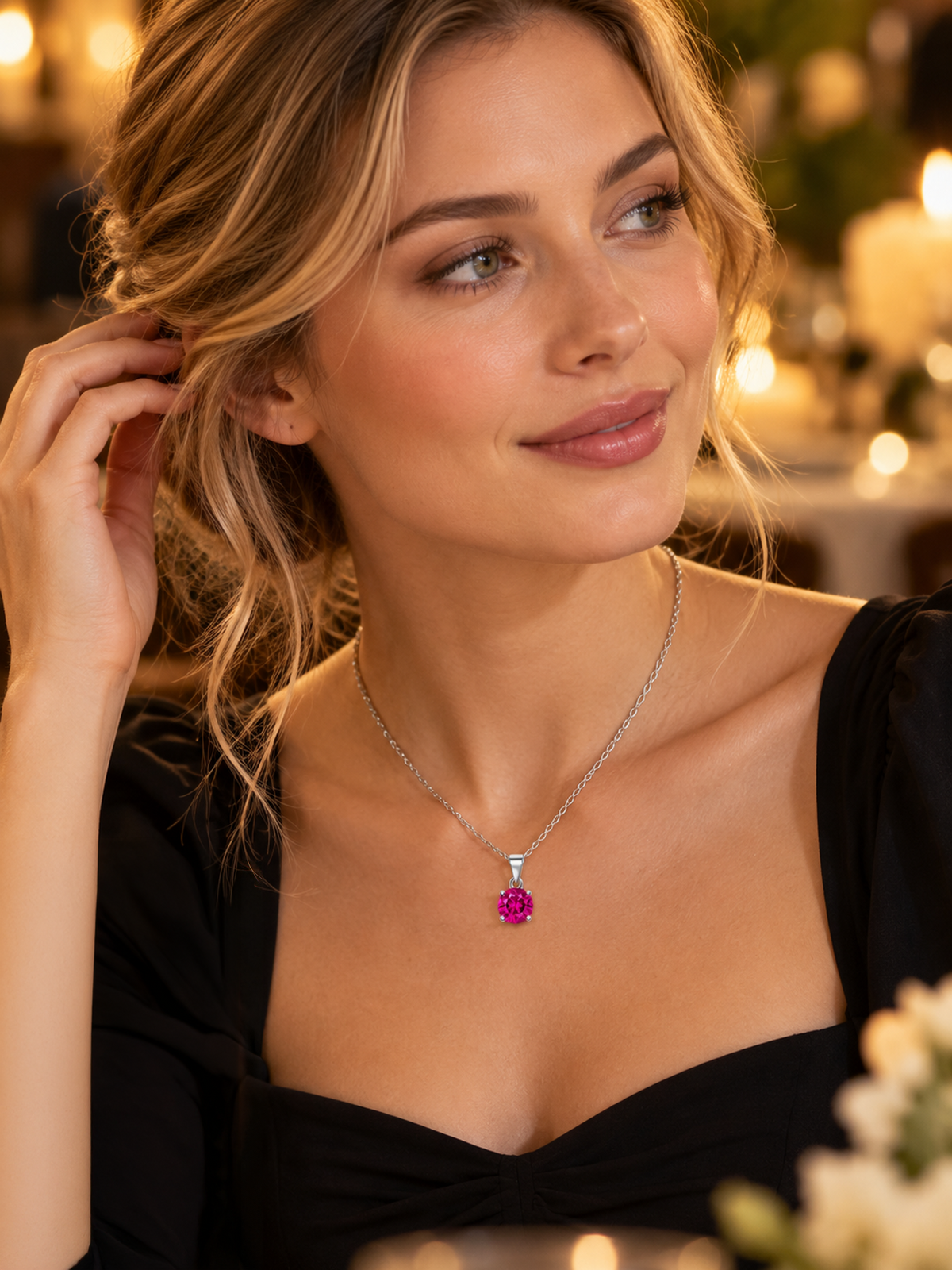1.25ct Lab Grown Rose Pink Tourmaline Pendant Necklace
