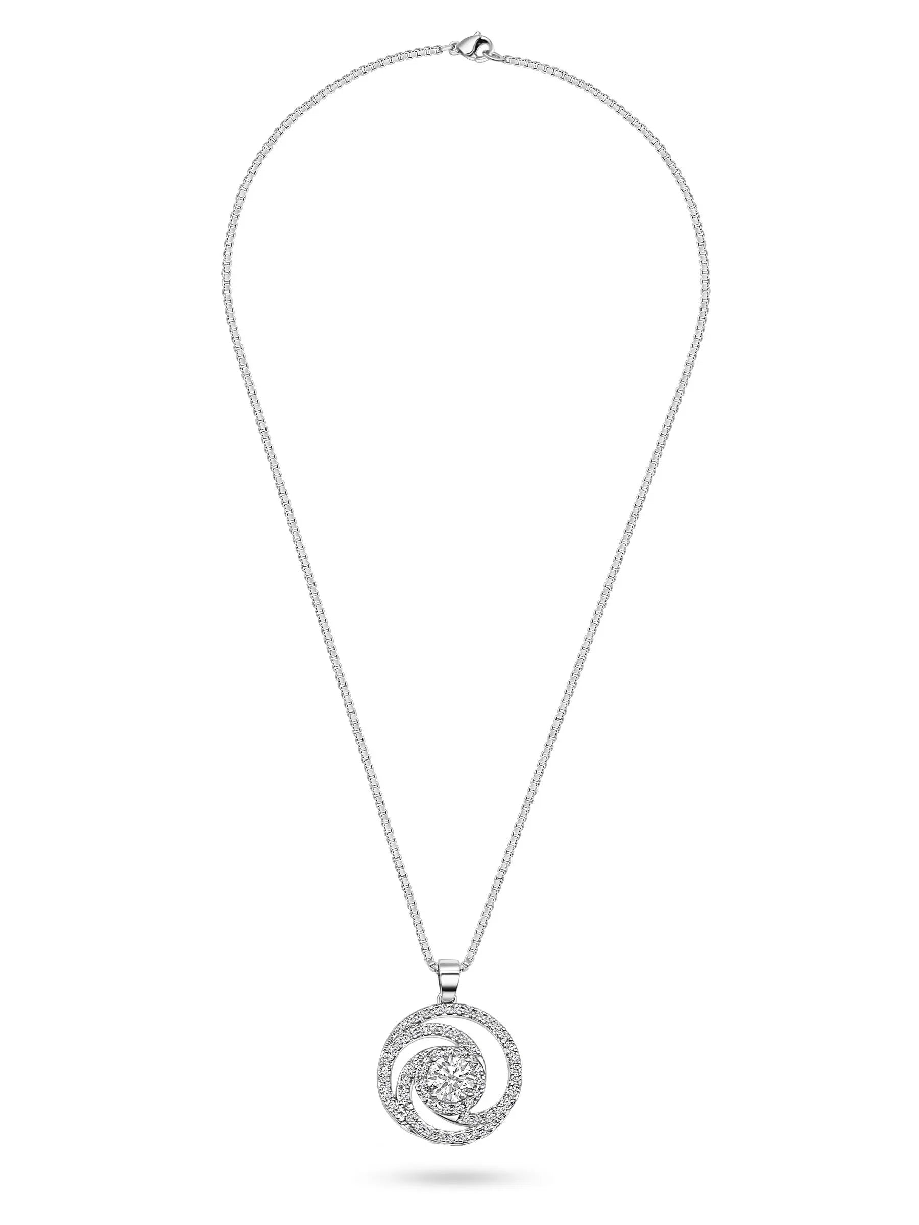 Round Swirl Halo Pendant Necklace - AMBER JONES