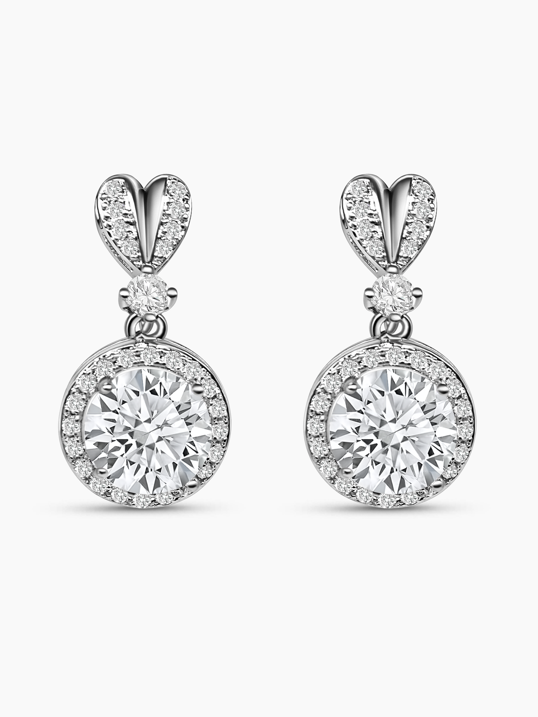 Round Silver Moissanite Earrings for Women