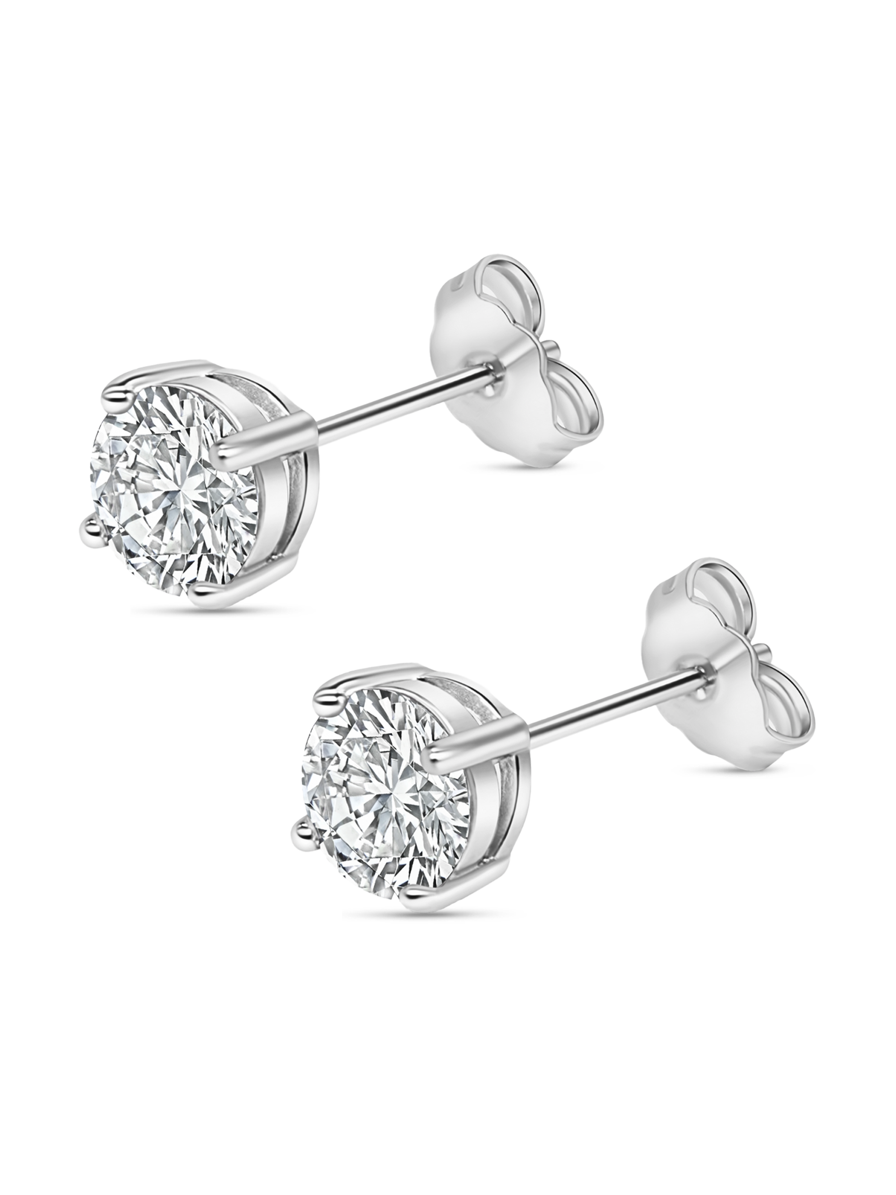 Round Silver Stud Earrings