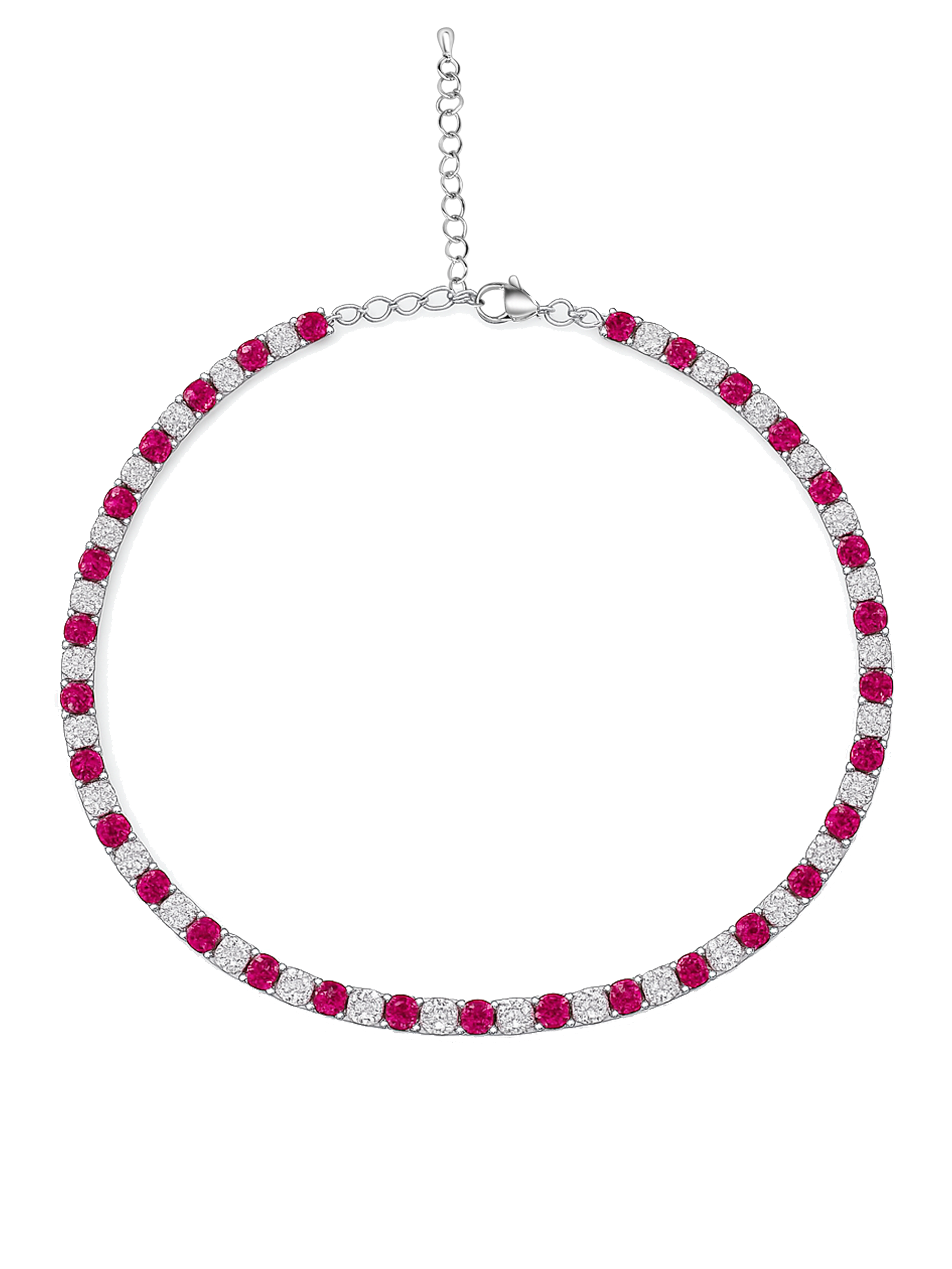 Sparkling ruby Sapphire Tennis Necklace AJ™ Rhodium Plated