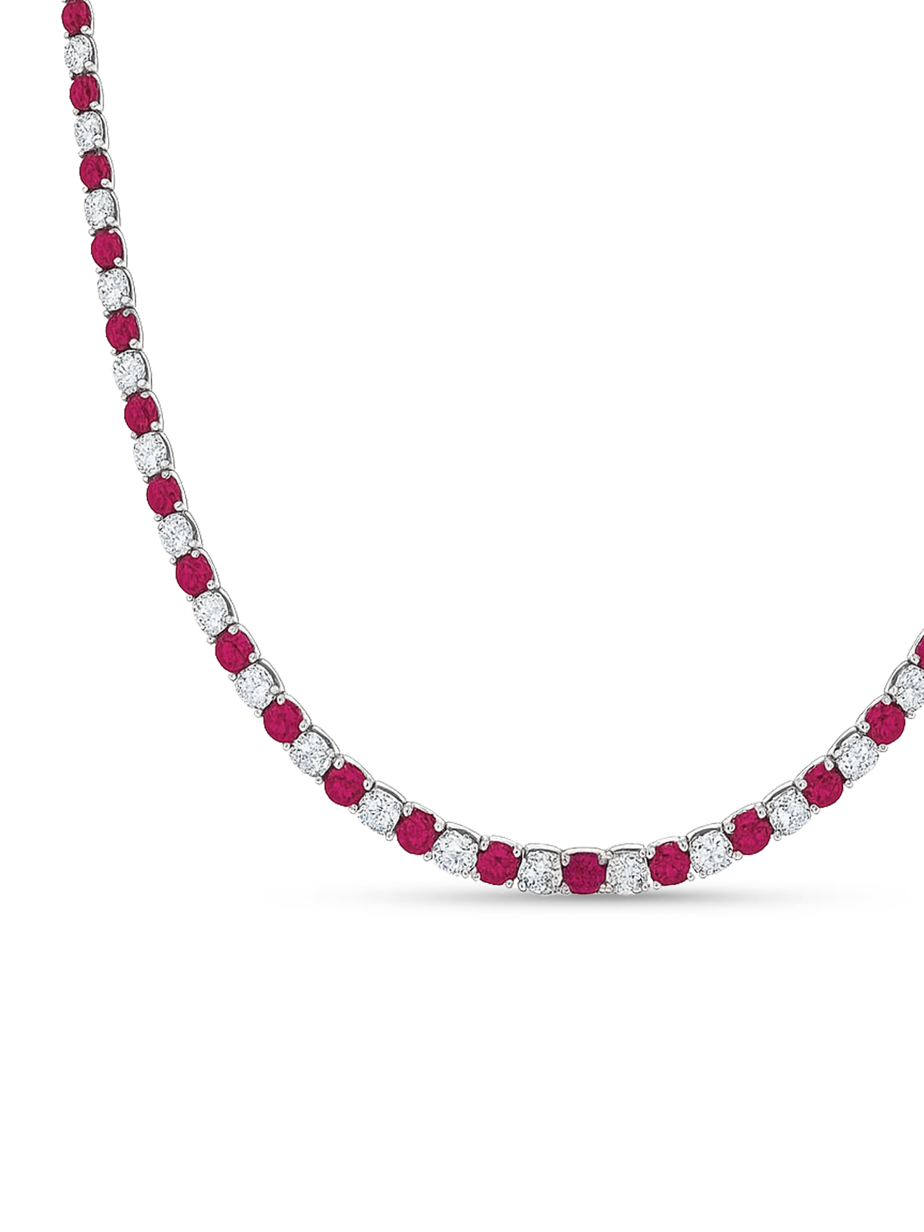 Sparkling ruby Sapphire Tennis Necklace AJ™ Rhodium Plated