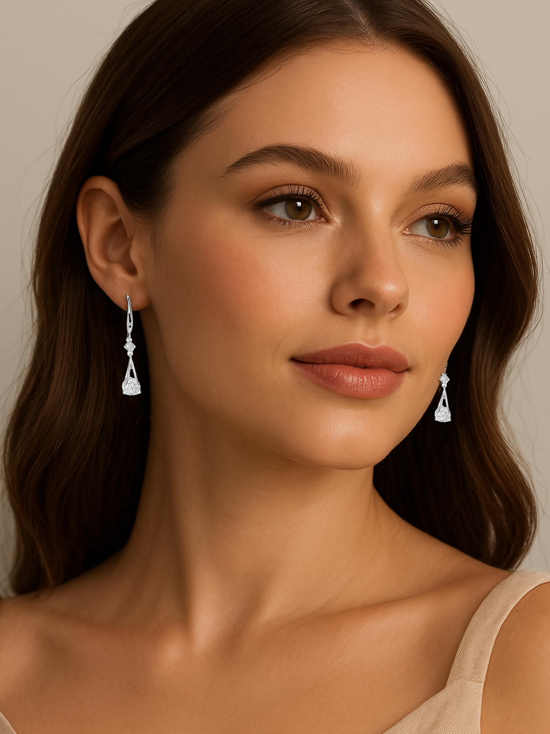 Silver Crystal Drop Earrings