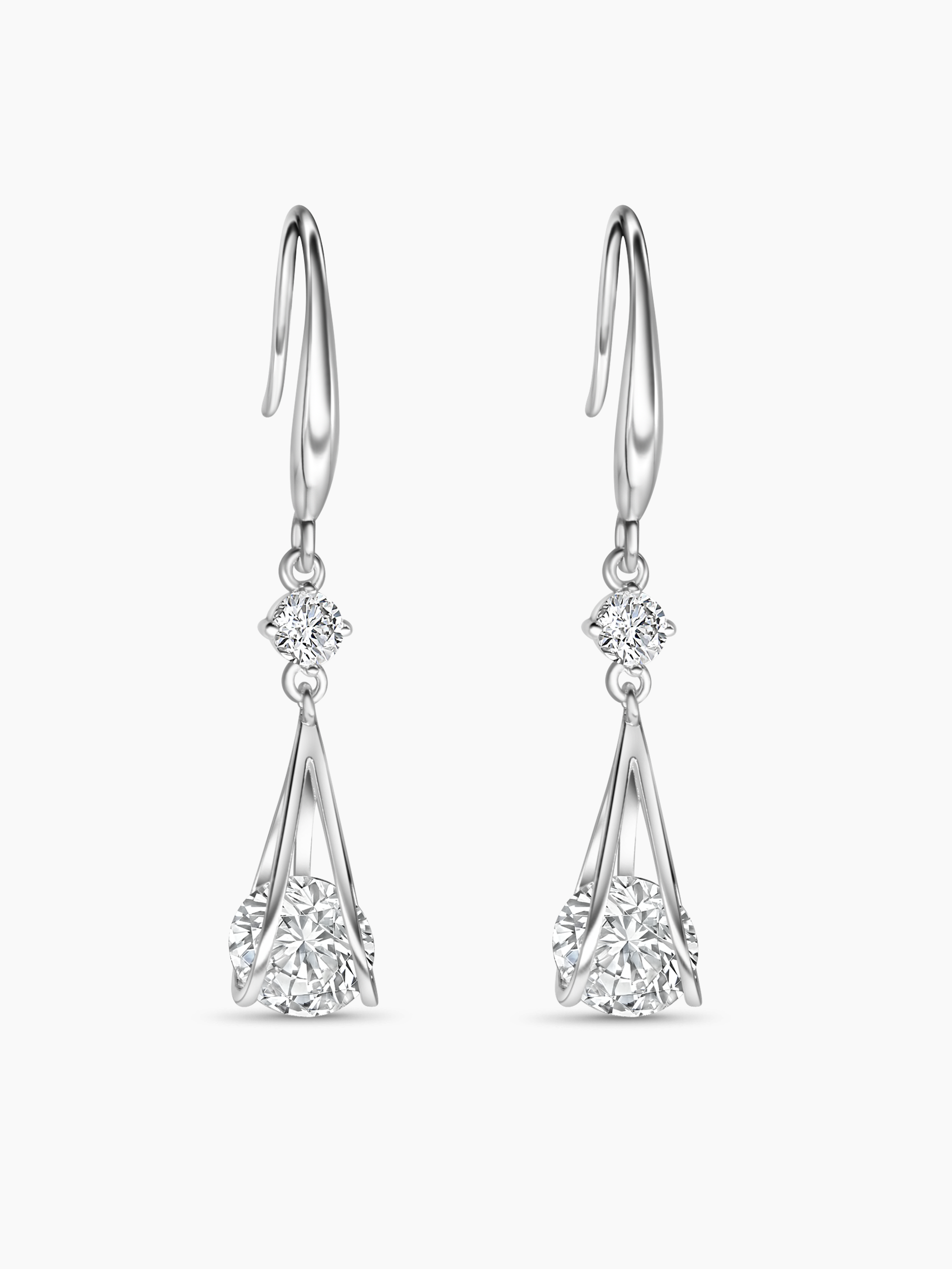 Silver Crystal Drop Earrings for Women