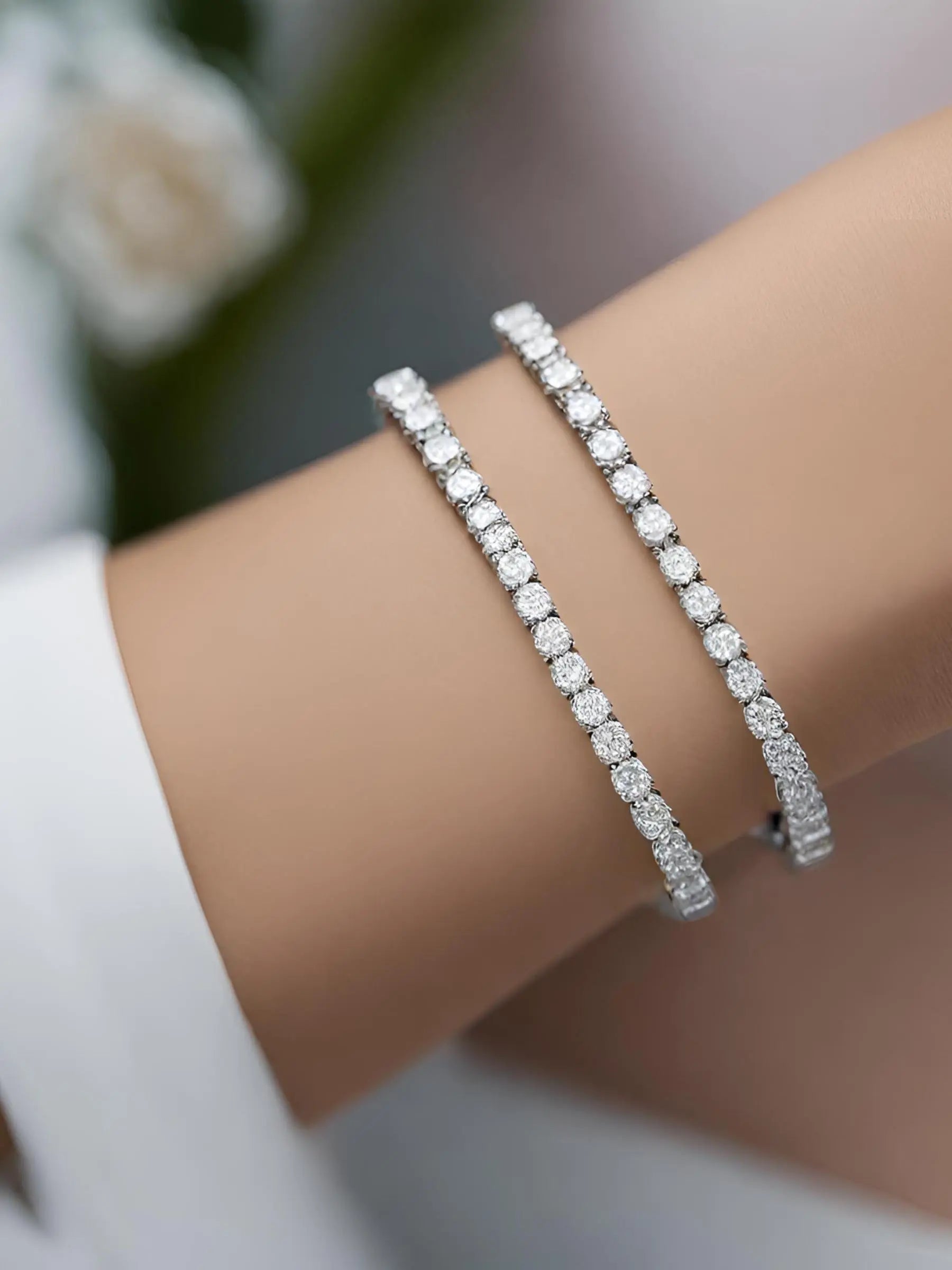 Sparkling Tennis Bracelet 18K White Gold Plated - AMBER JONES