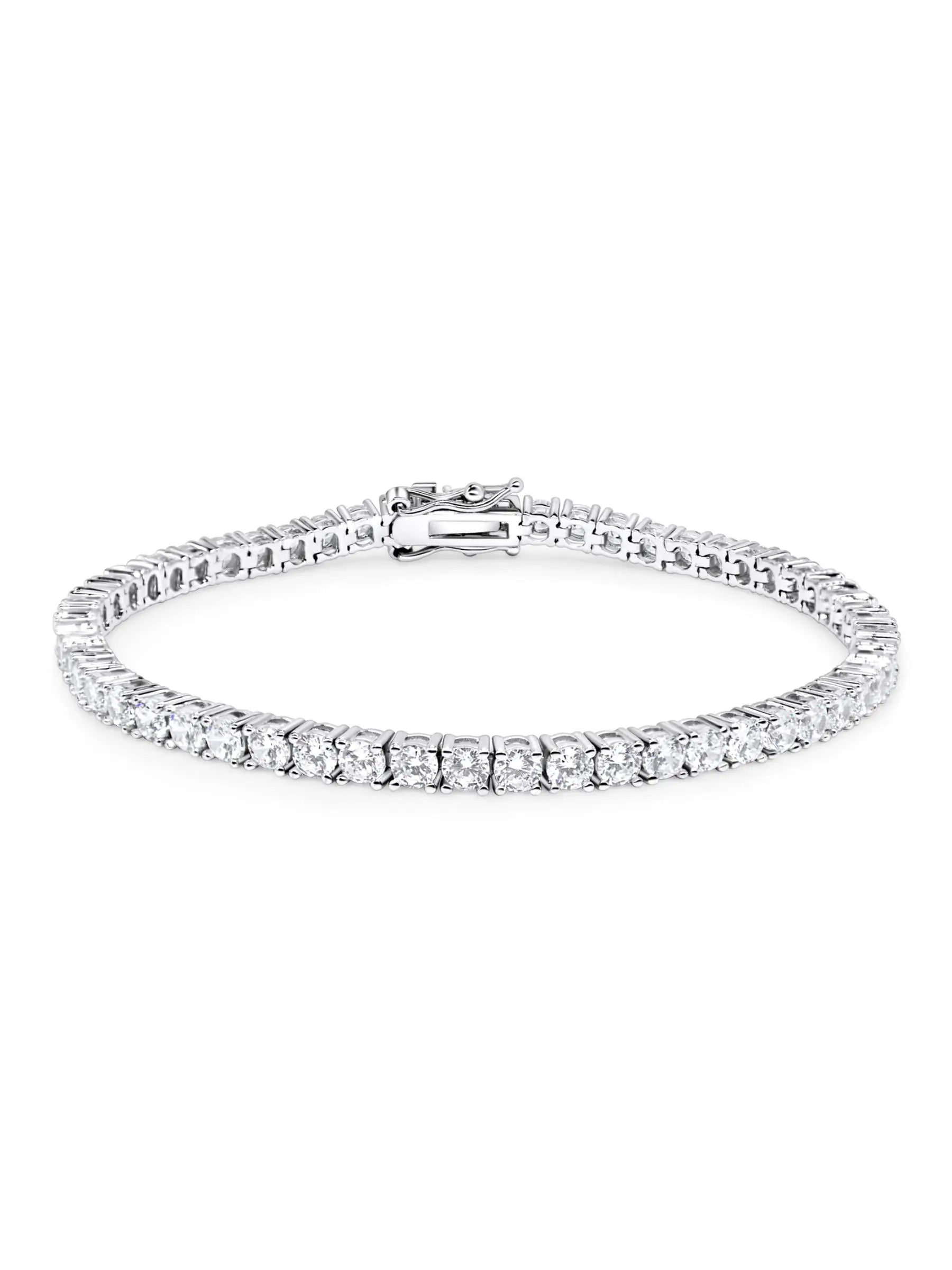 Sparkling Tennis Bracelet Rhodium Plated 925 Sterling Silver AMBER JONES
