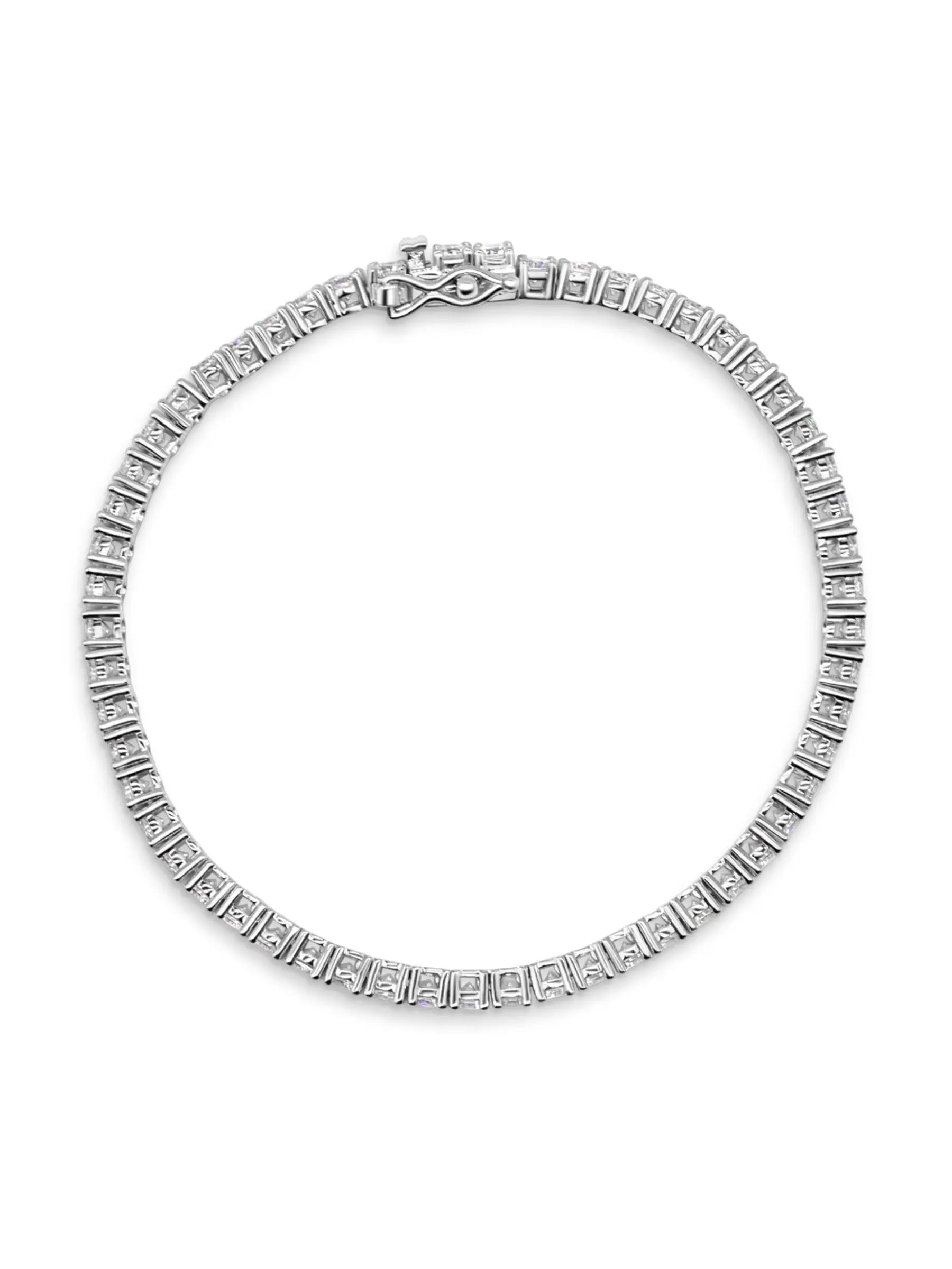 Sparkling Tennis Bracelet Rhodium Plated 925 Sterling Silver AMBER JONES