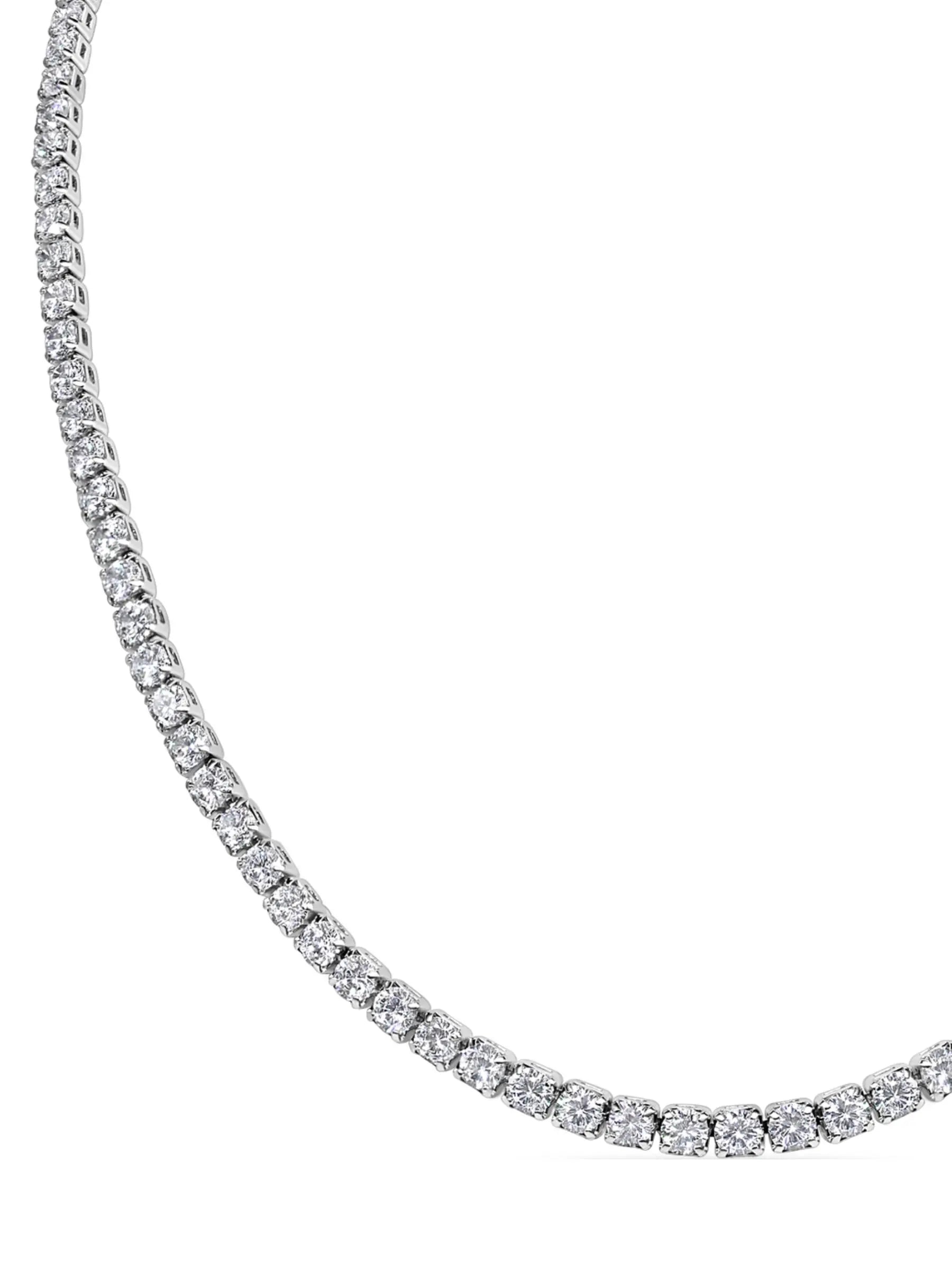 Sparkling Tennis Necklace 18K White Gold Plated AMBER JONES