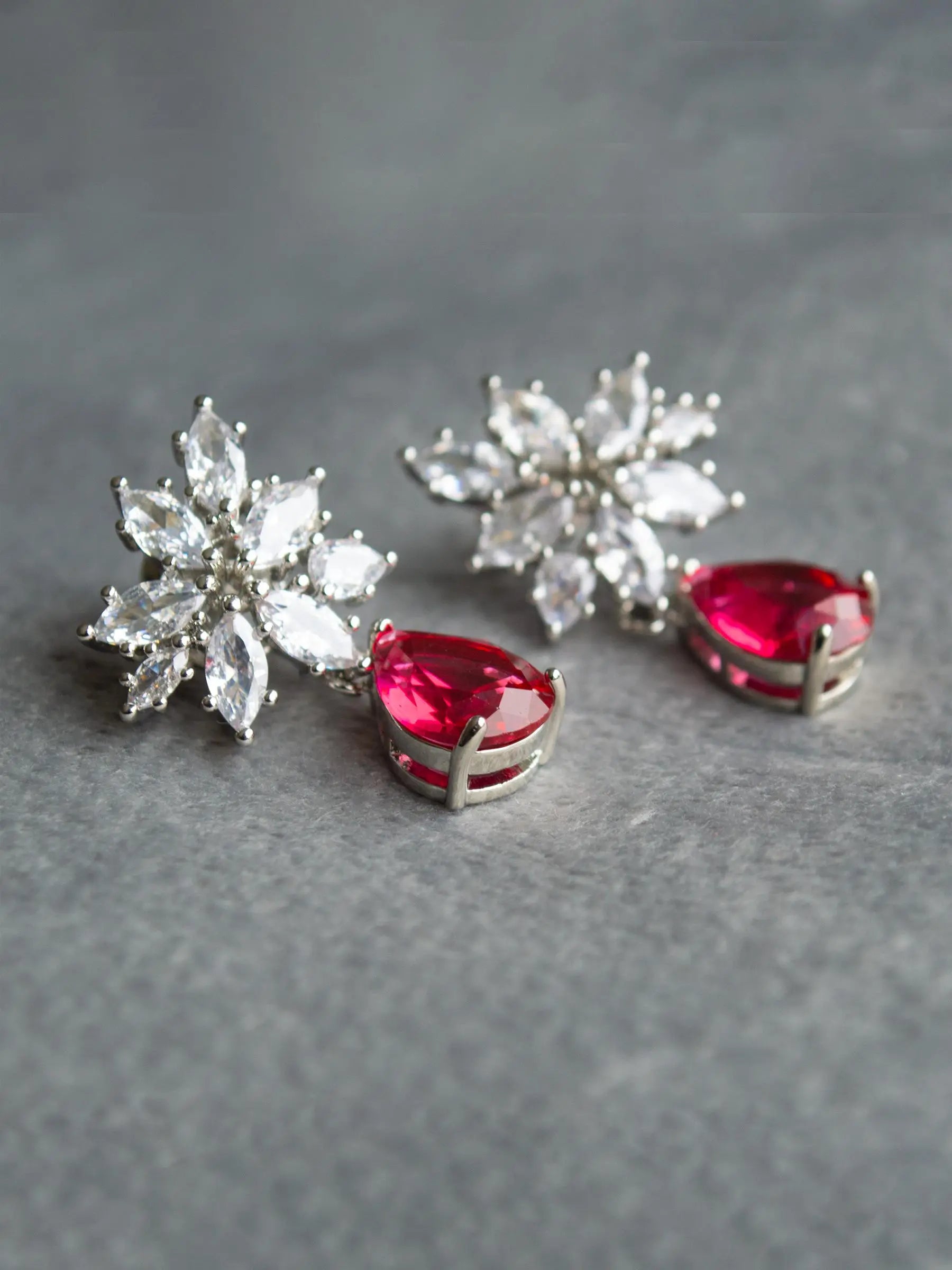 Teardrop Ruby Leaf Drop Earrings AMBER JONES