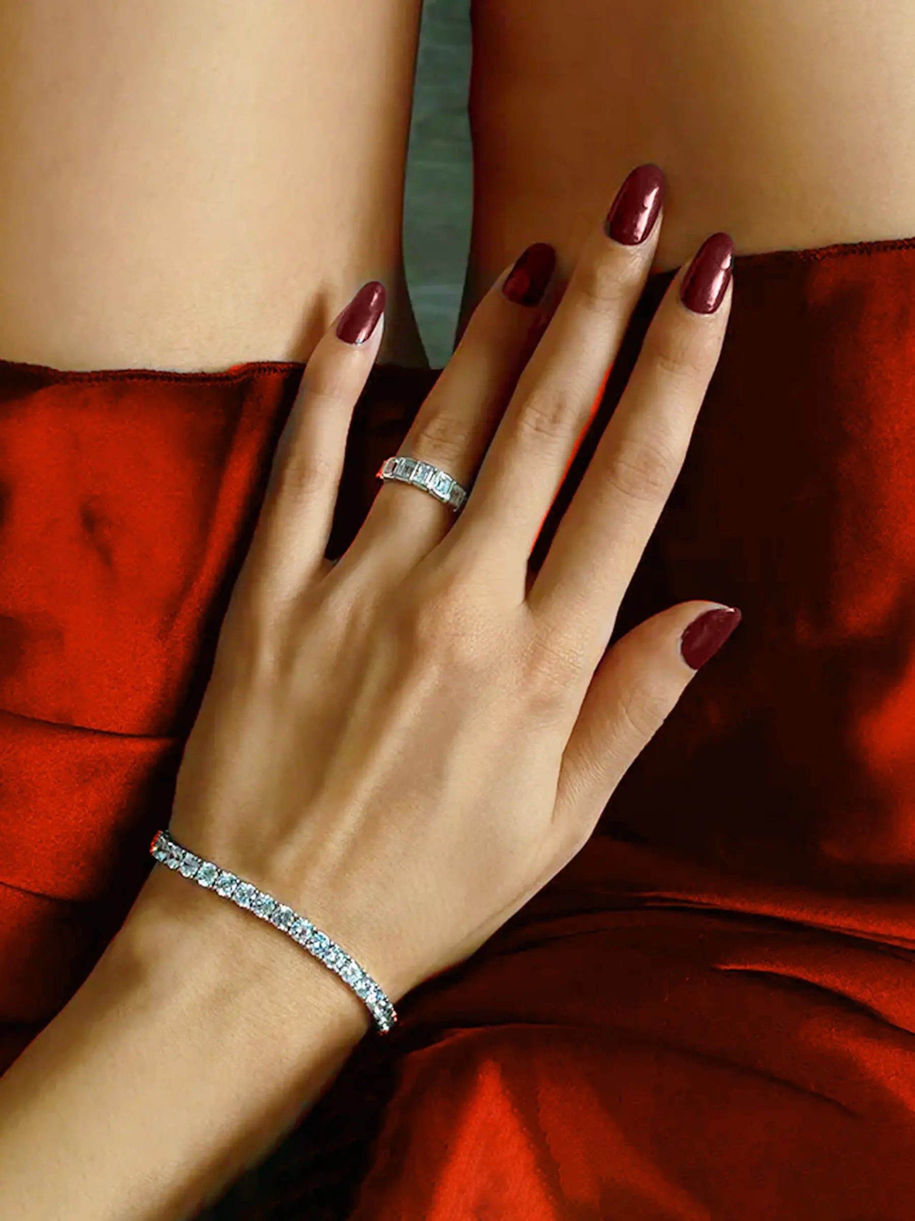 Tennis Bracelet White Gold Plated - AMBER JONES