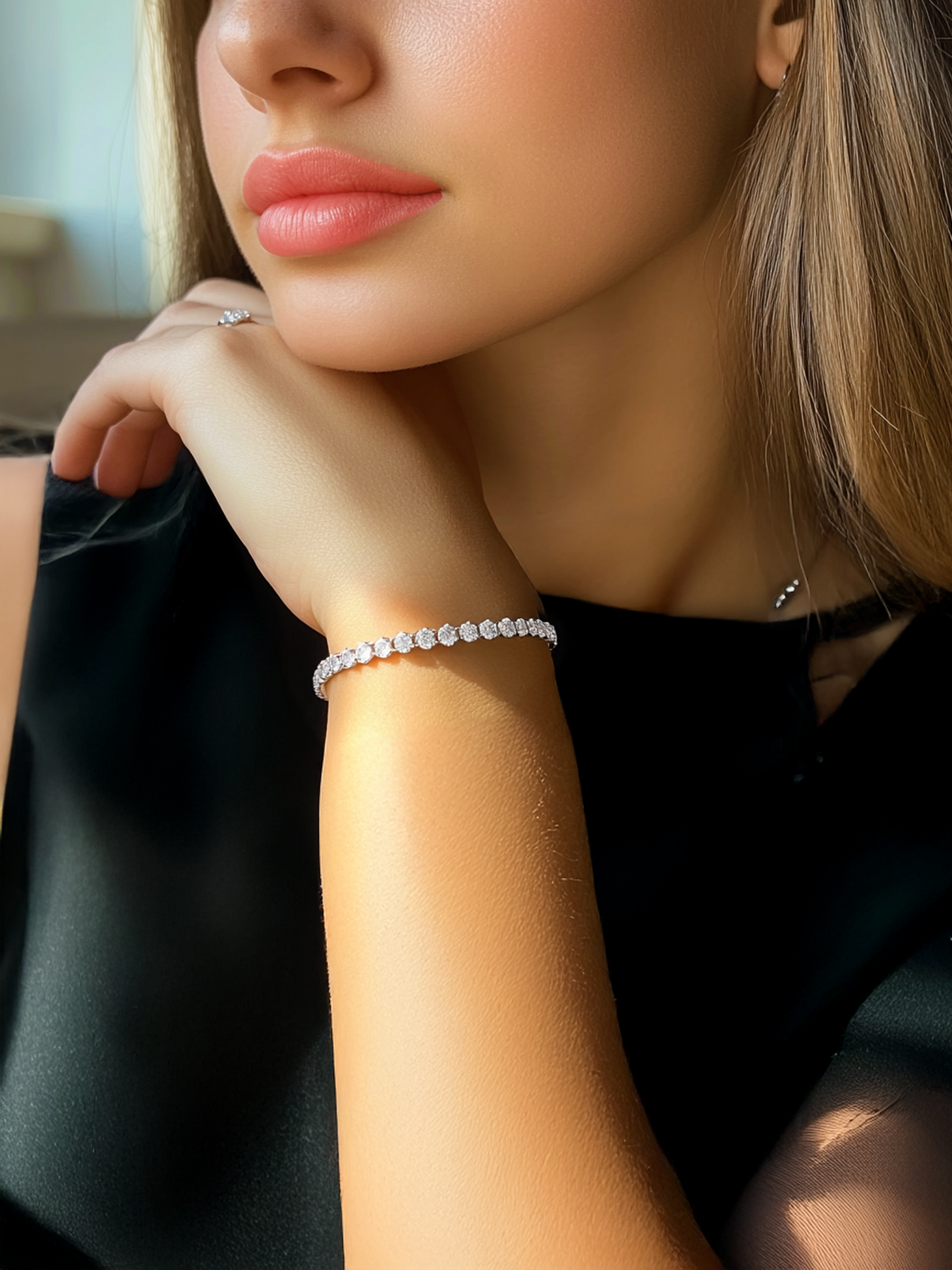 Tennis Bracelet Sterling Silver Round