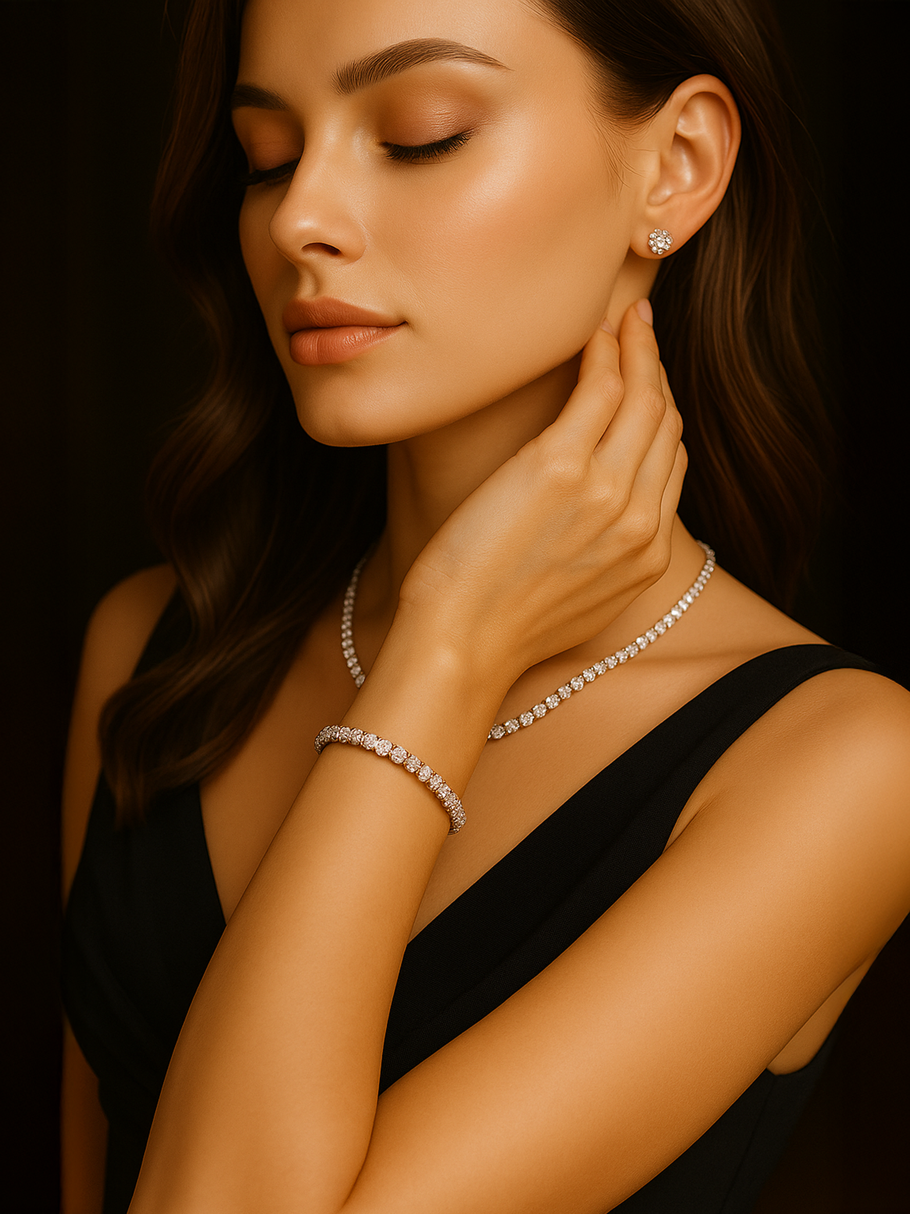 Sparkling Tennis Necklace 18K White Gold Plated