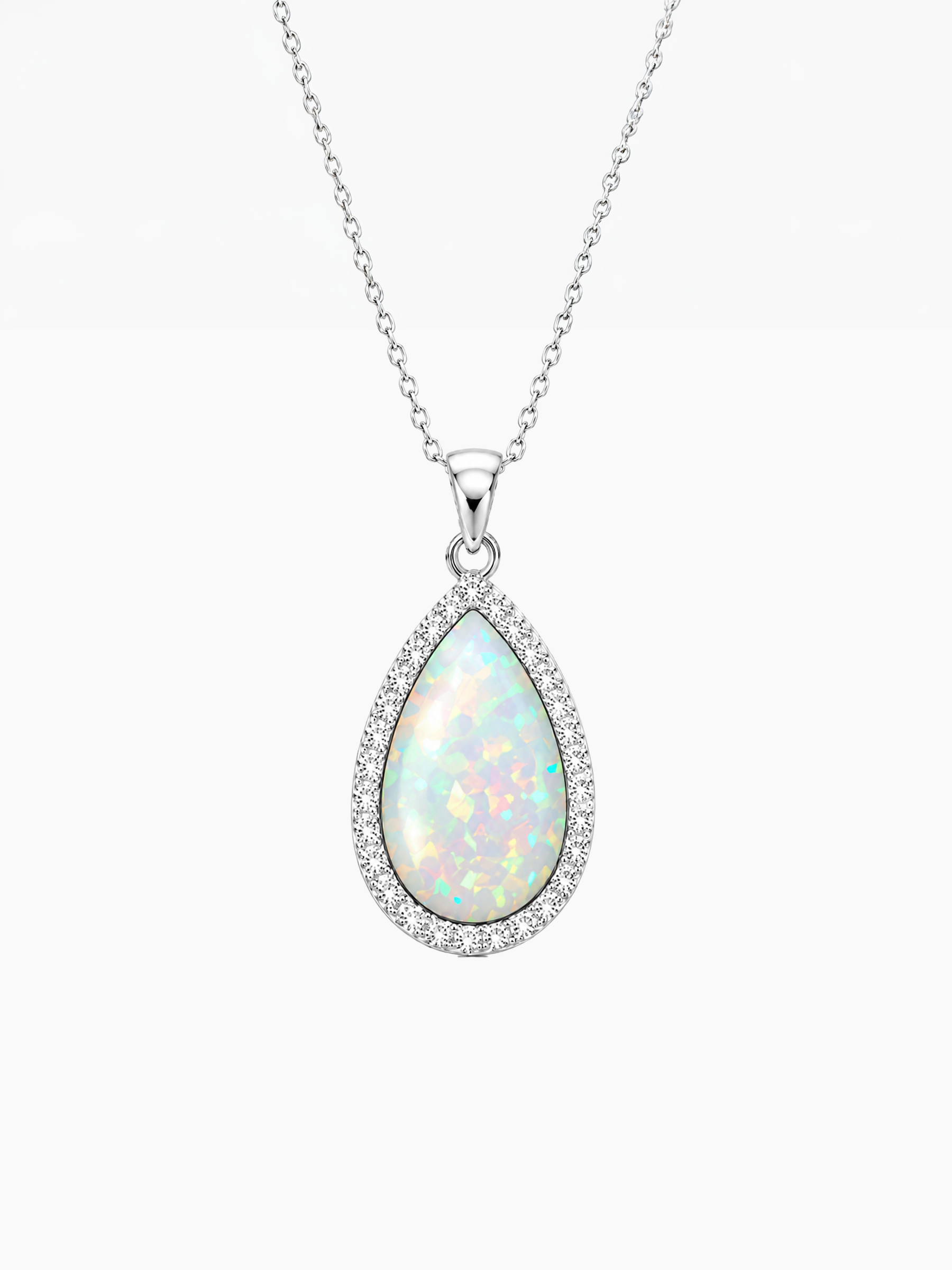 2Ct White Opal Pendant Necklace