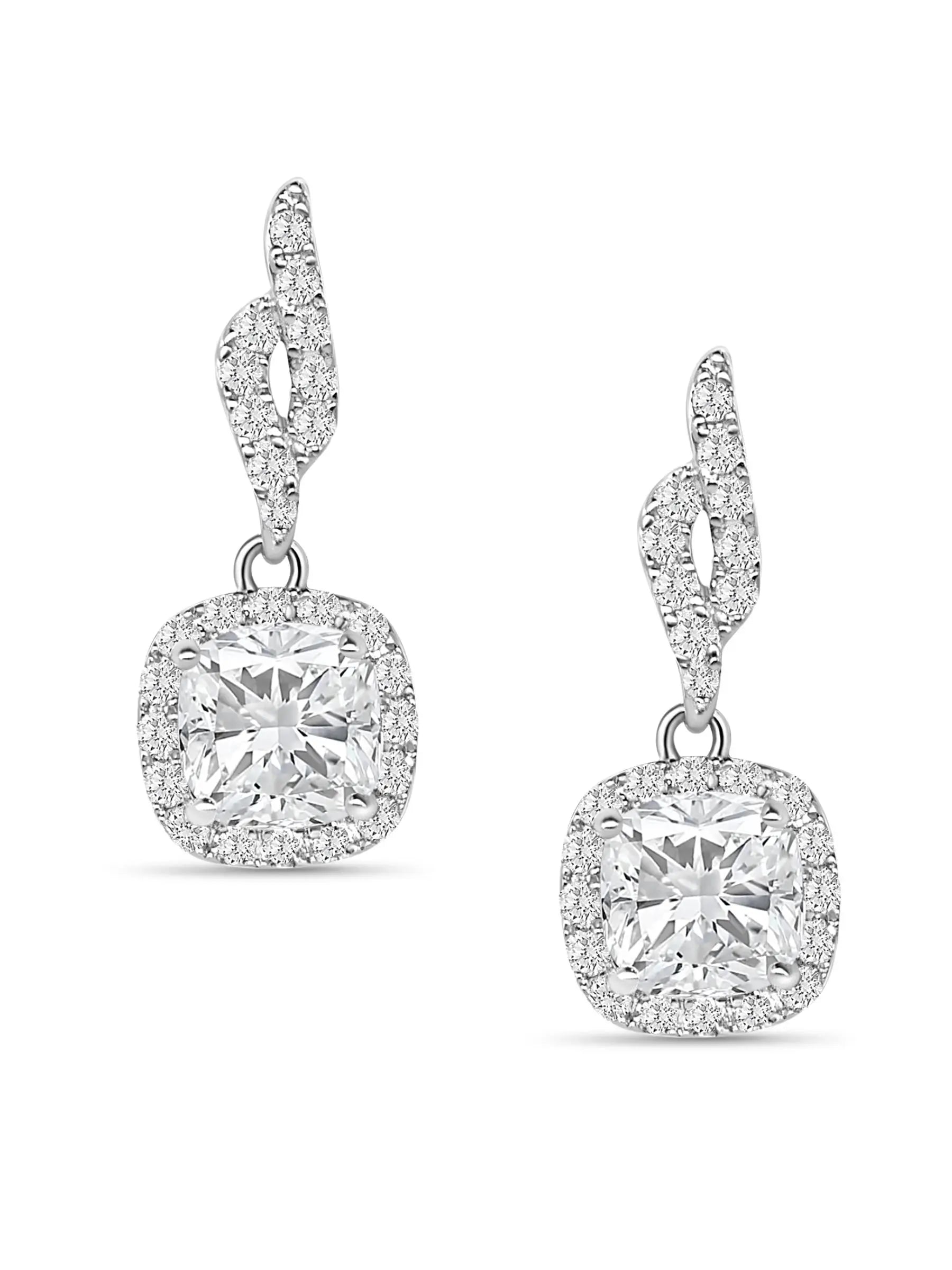 White Moissanite Square Drop Earrings - AMBER JONES