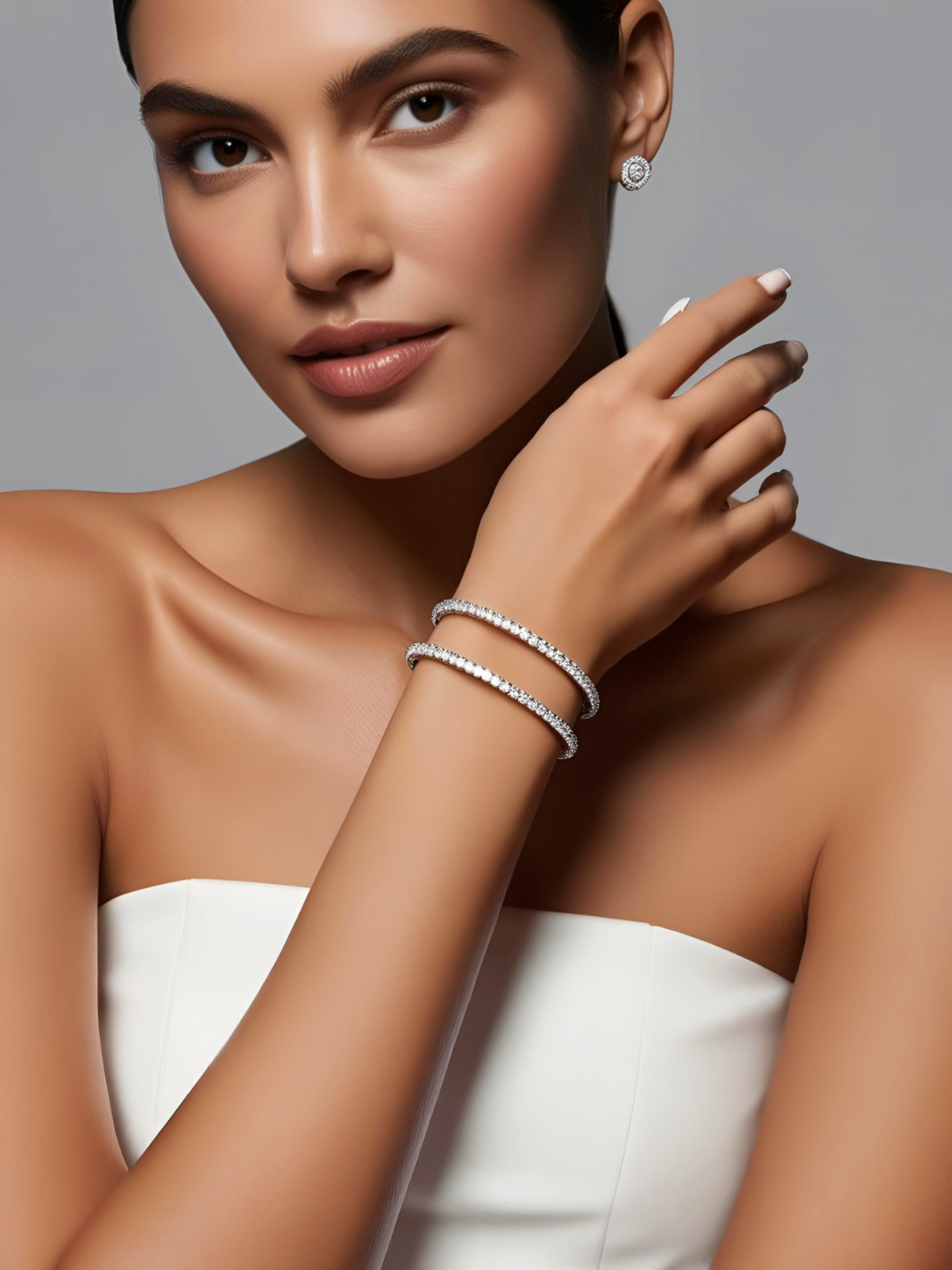 Sparkling Adjustable Tennis Bracelet AJ™ Rhodium Plated