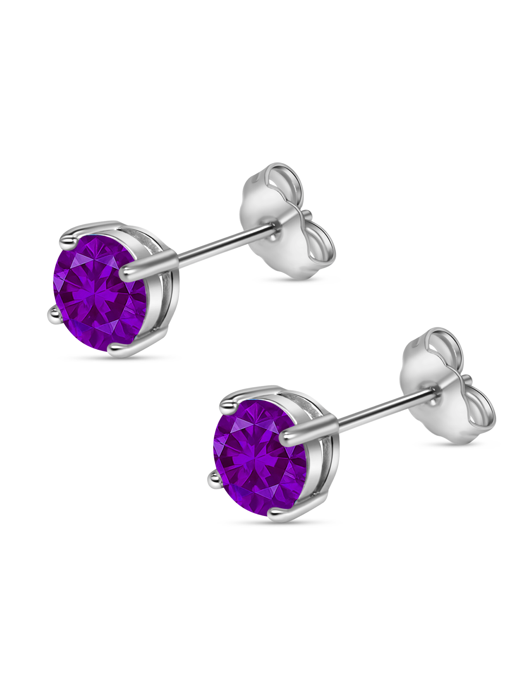 Amethyst Purple Stud Earrings 925 Sterling Silver