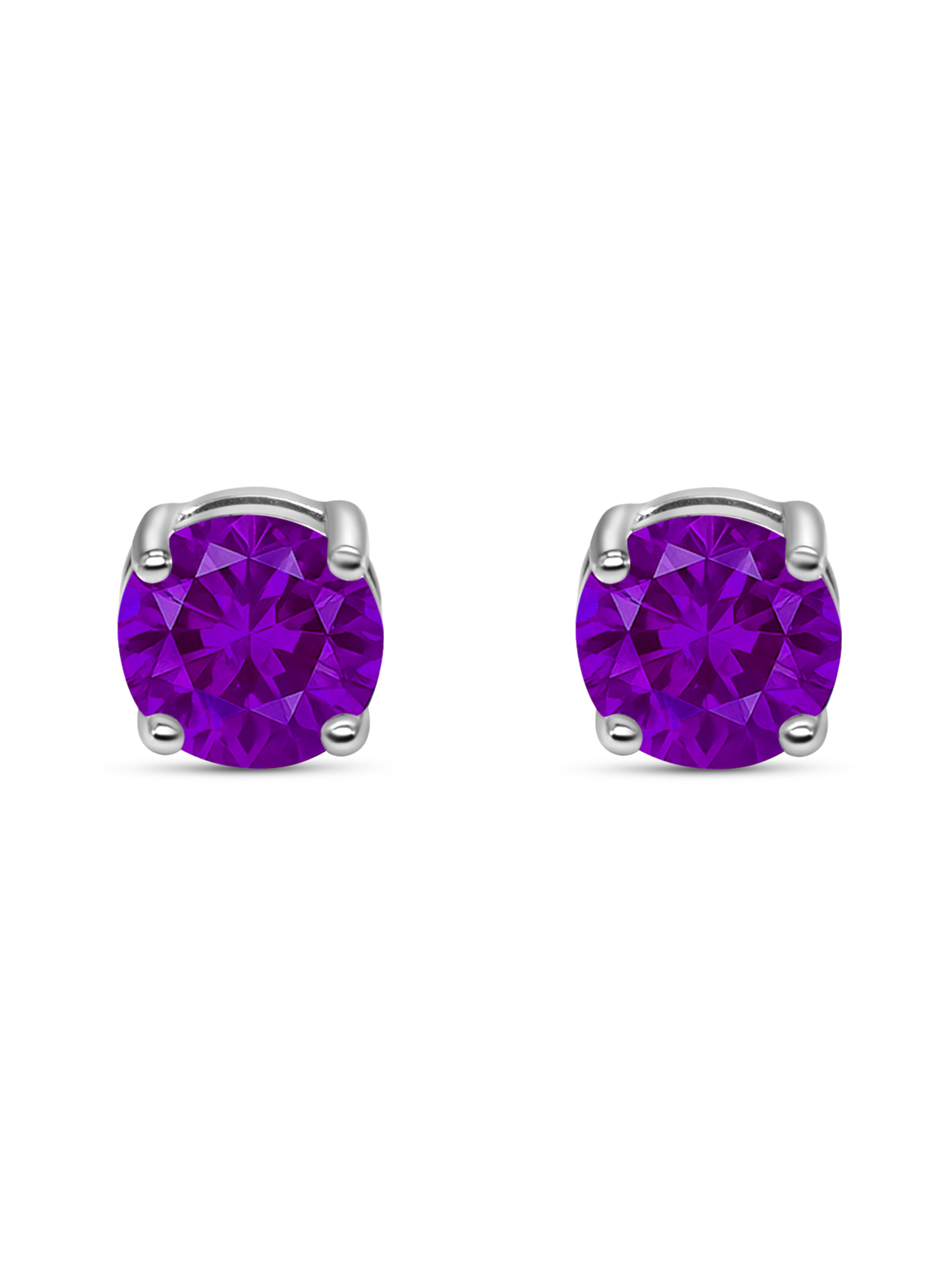 Amethyst Purple Stud Earrings 925 Sterling Silver