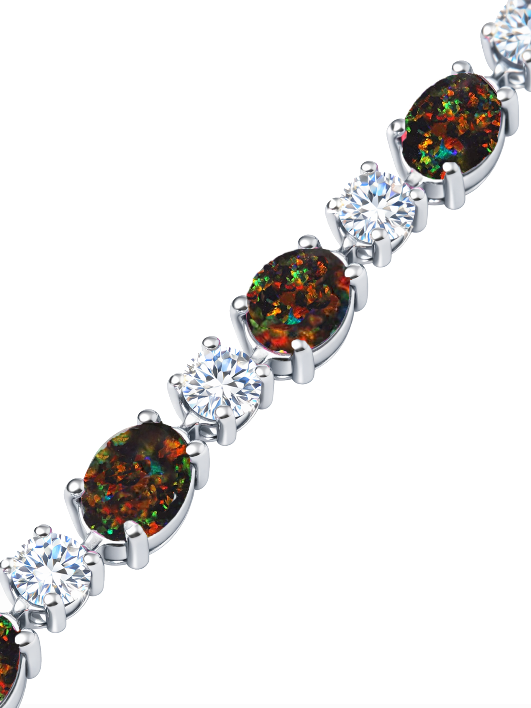 Black Opal Adjustable Bracelet Sterling Silver
