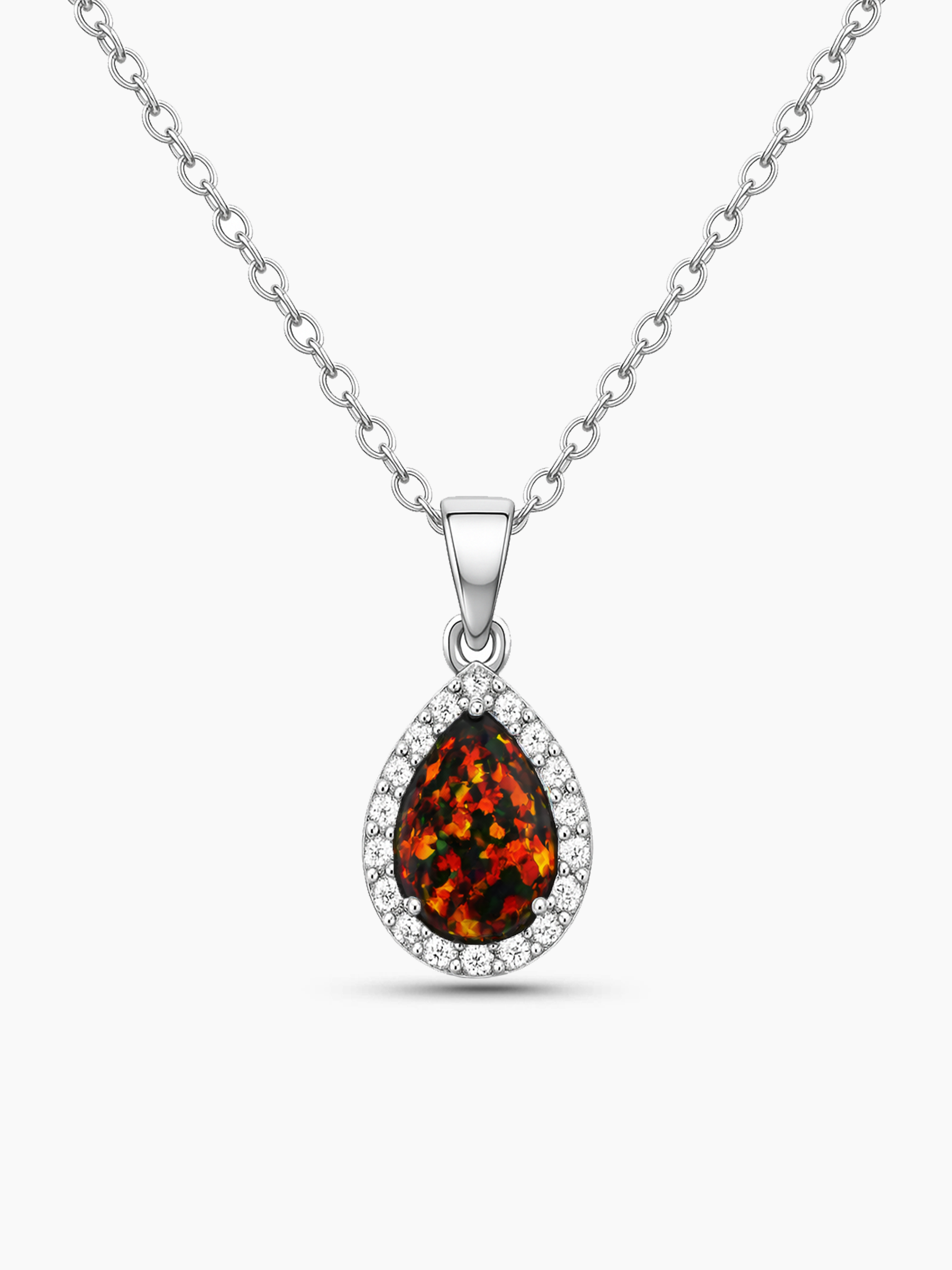 2Ct Black Opal Pendant Necklace