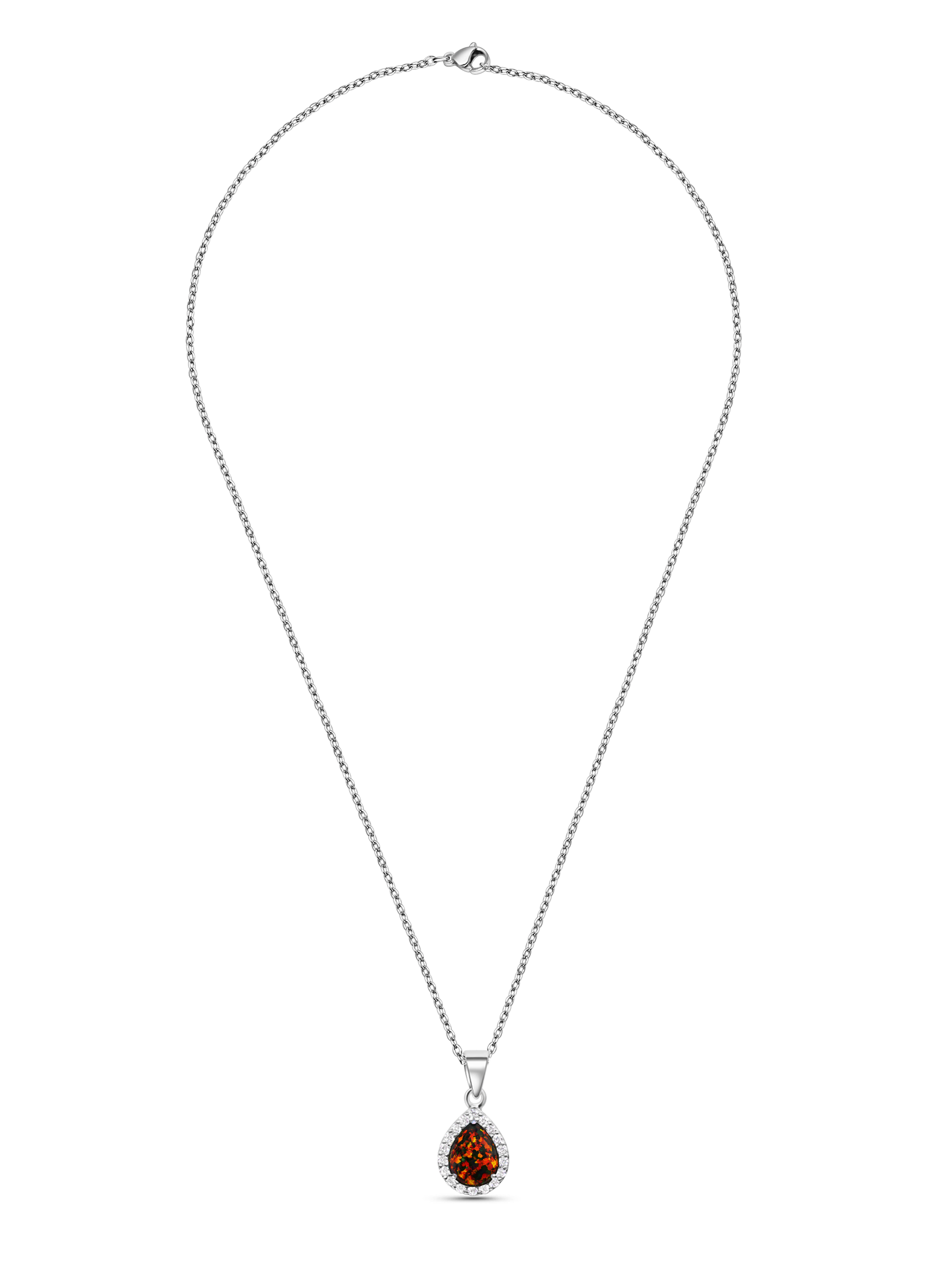 2Ct Black Opal Pendant Necklace