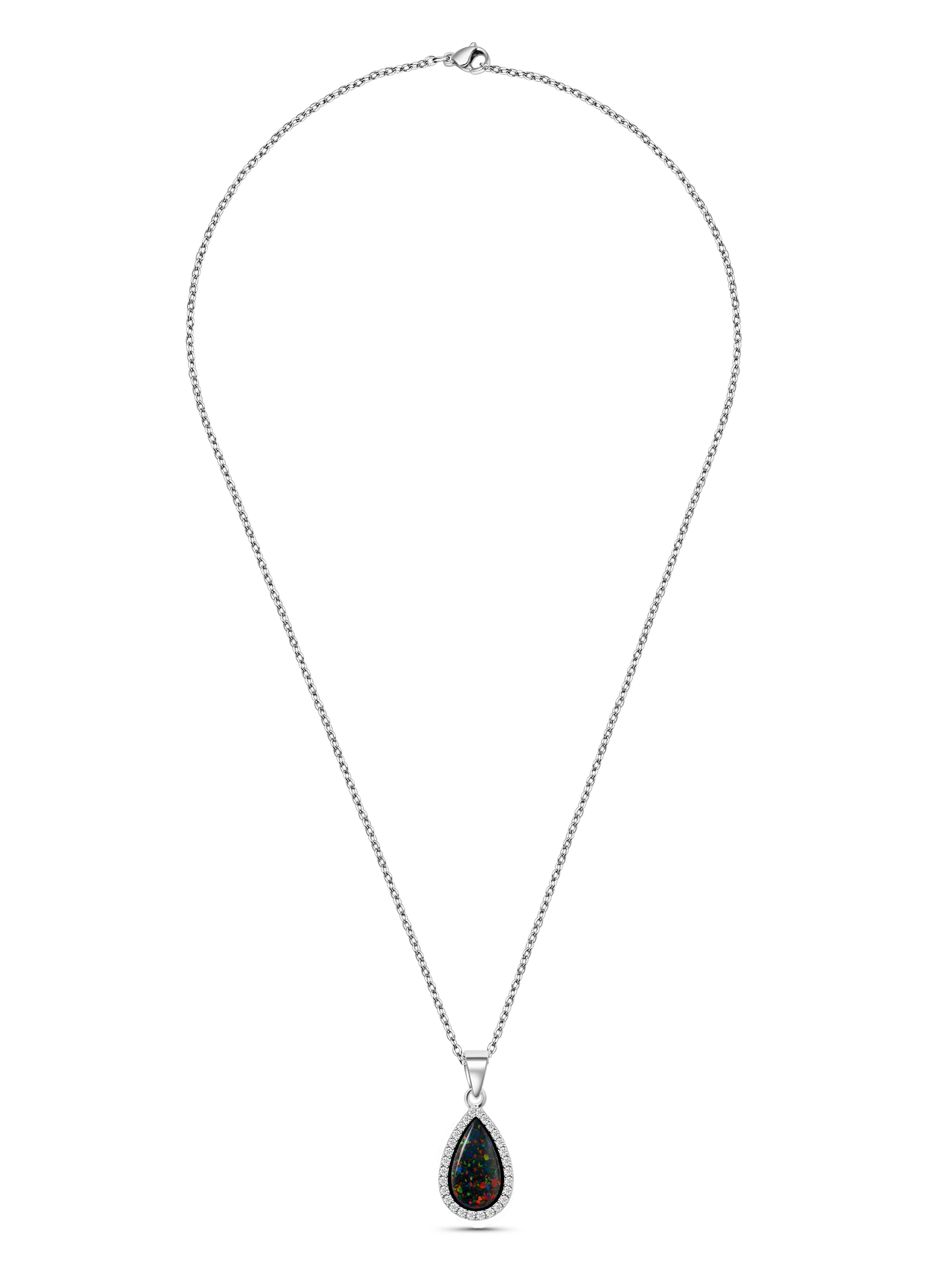 2Ct Black Opal Pendant Necklace