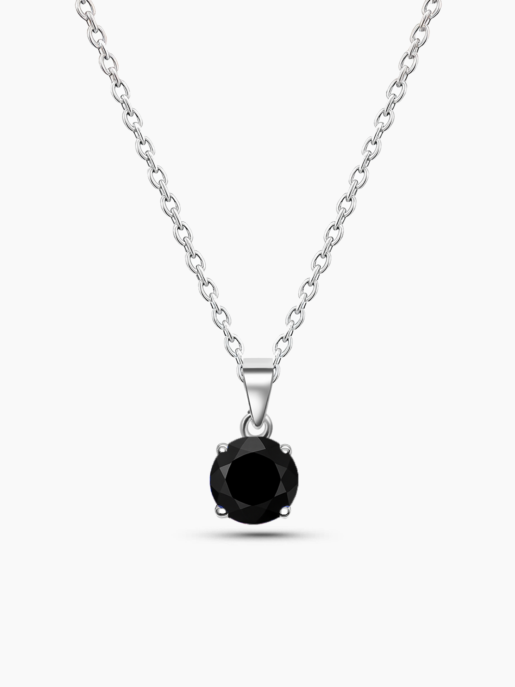 1.25ct Lab Grown Black Sapphire Pendant Necklace