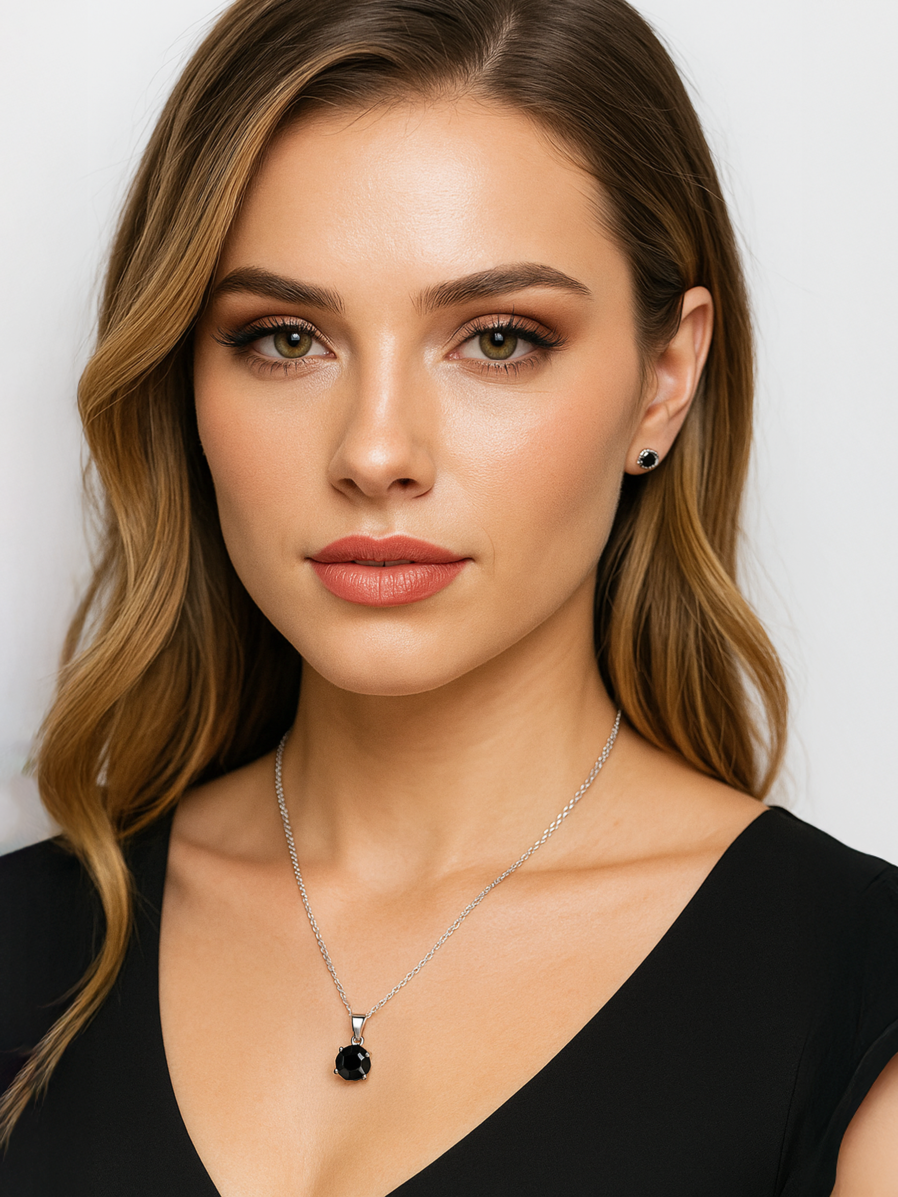 1.25ct Lab Grown Black Sapphire Pendant Necklace