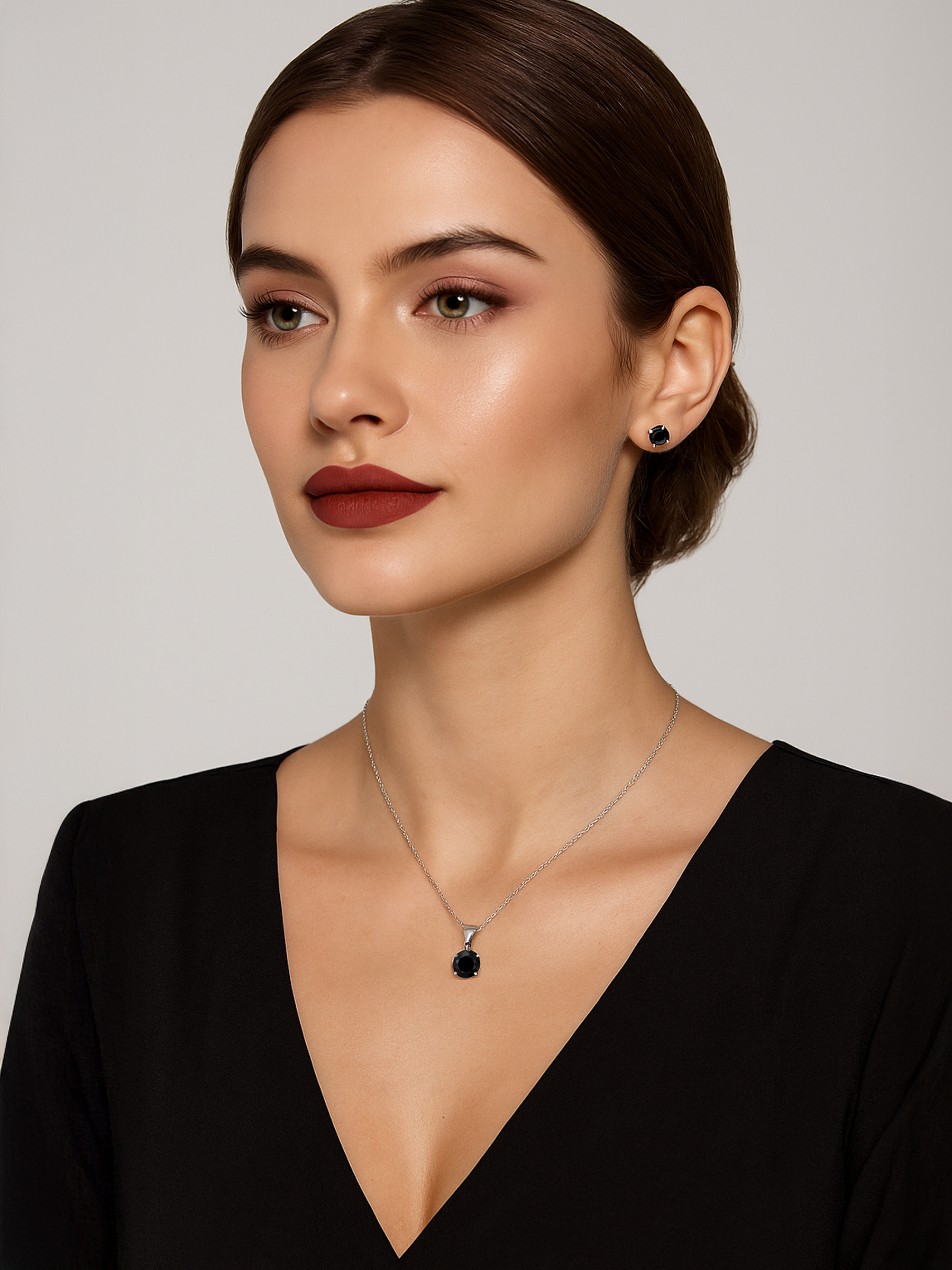 1.25ct Lab Grown Black Sapphire Pendant Necklace