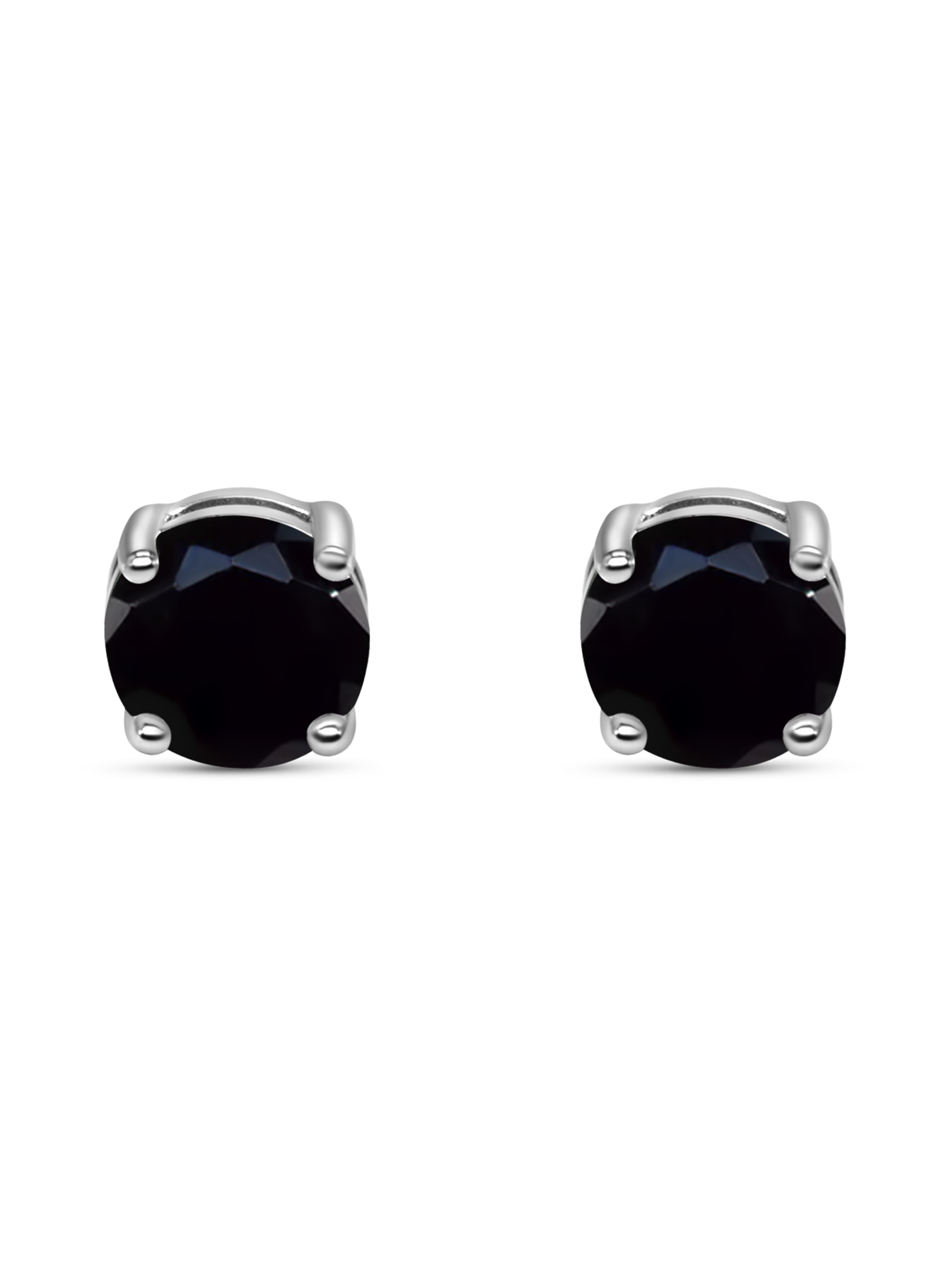 Black Sapphire Stud Earrings 925 Sterling Silver