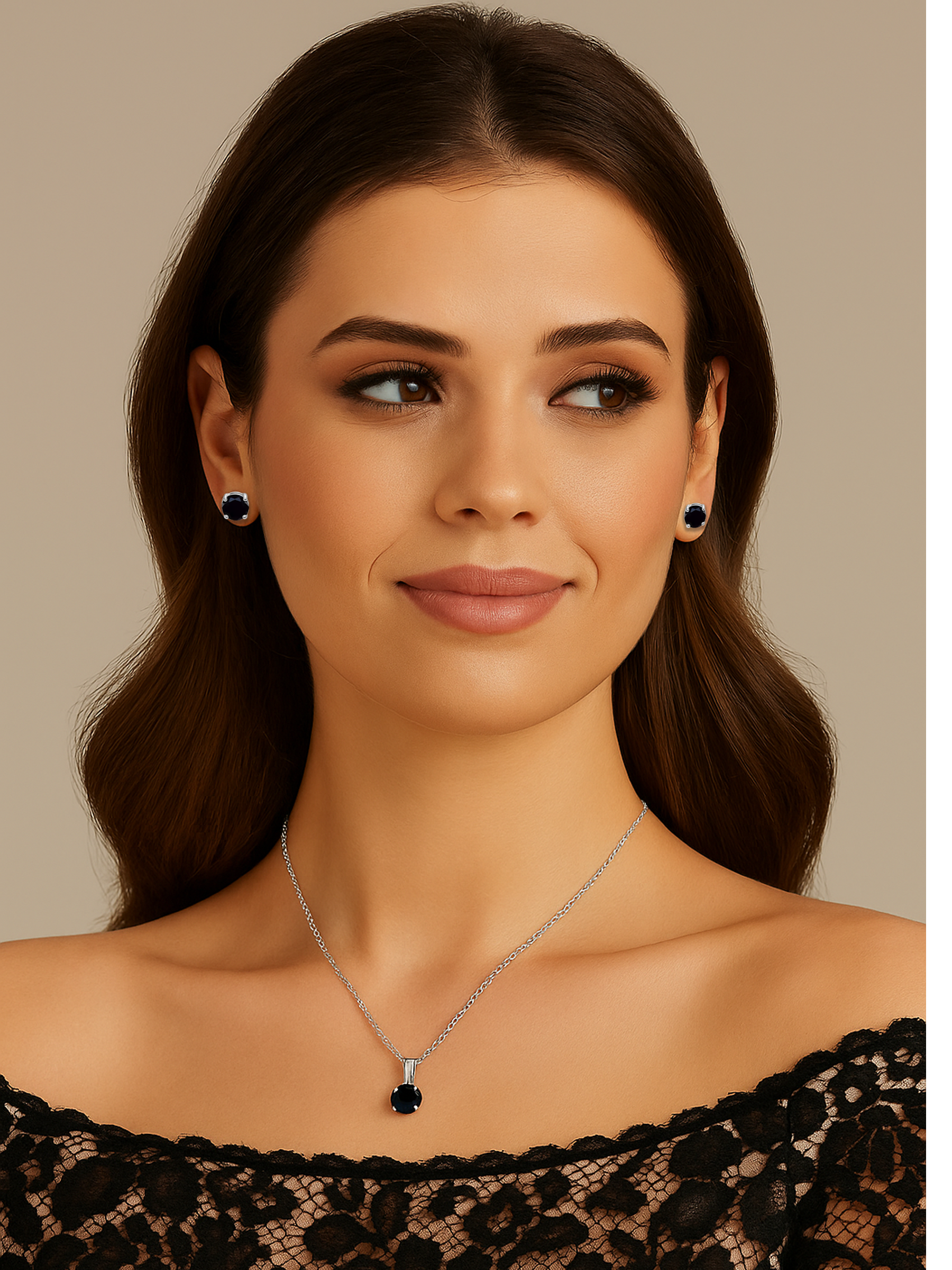 Black Sapphire Stud Earrings 925 Sterling Silver