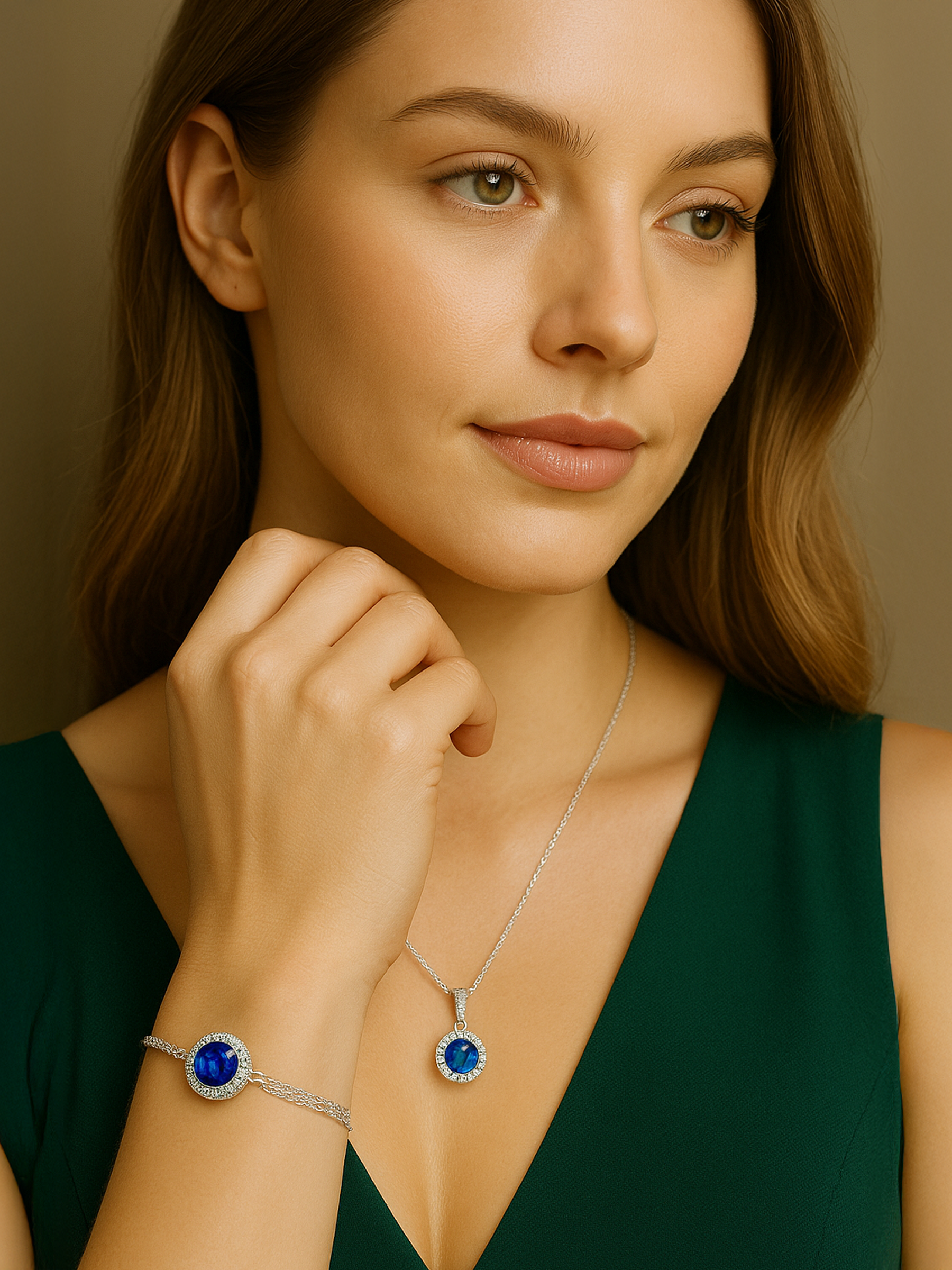 Blue Sapphire Chain Bracelet Rhodium Plated