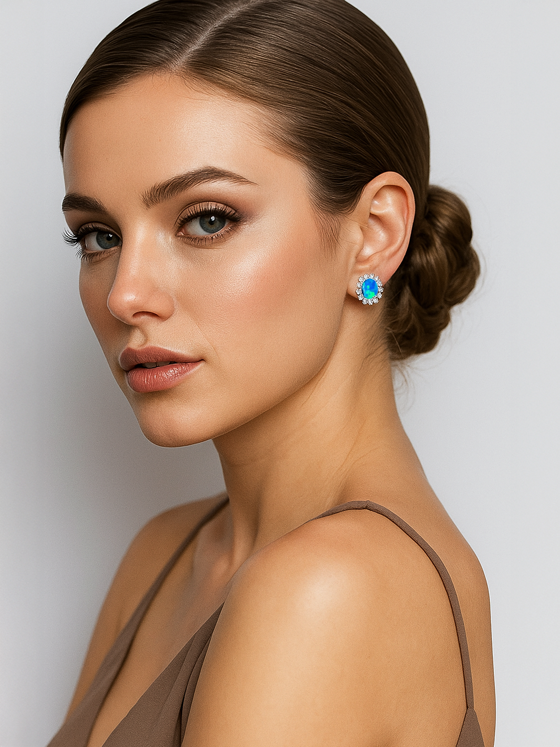 Blue Opal Stud Earrings