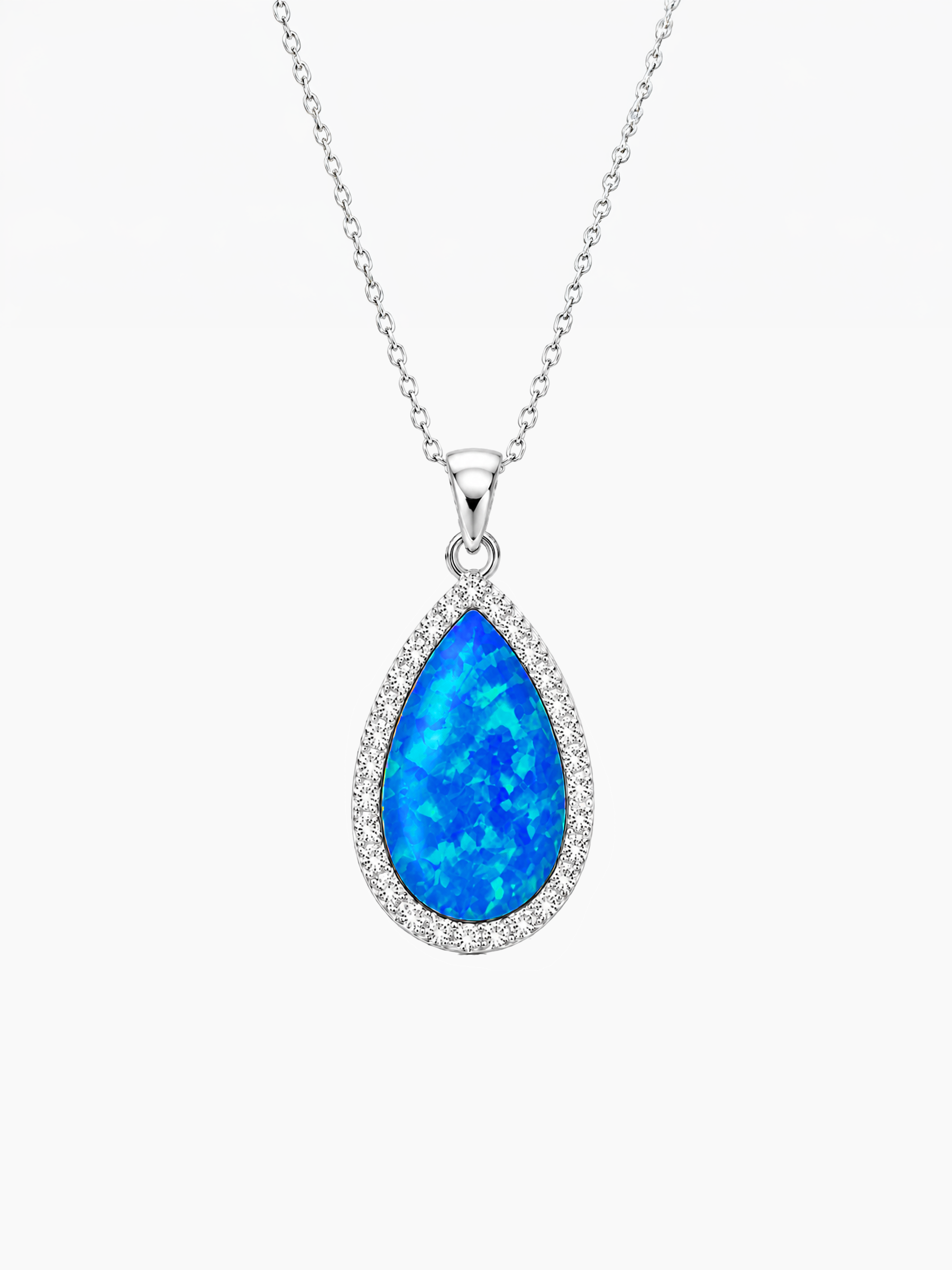 2Ct Blue Opal Pendant Necklace