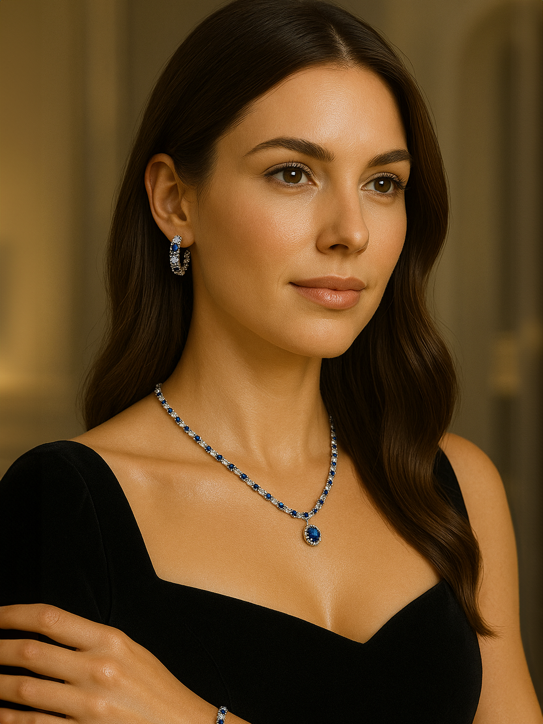 Sapphire Blue Hoop Earrings