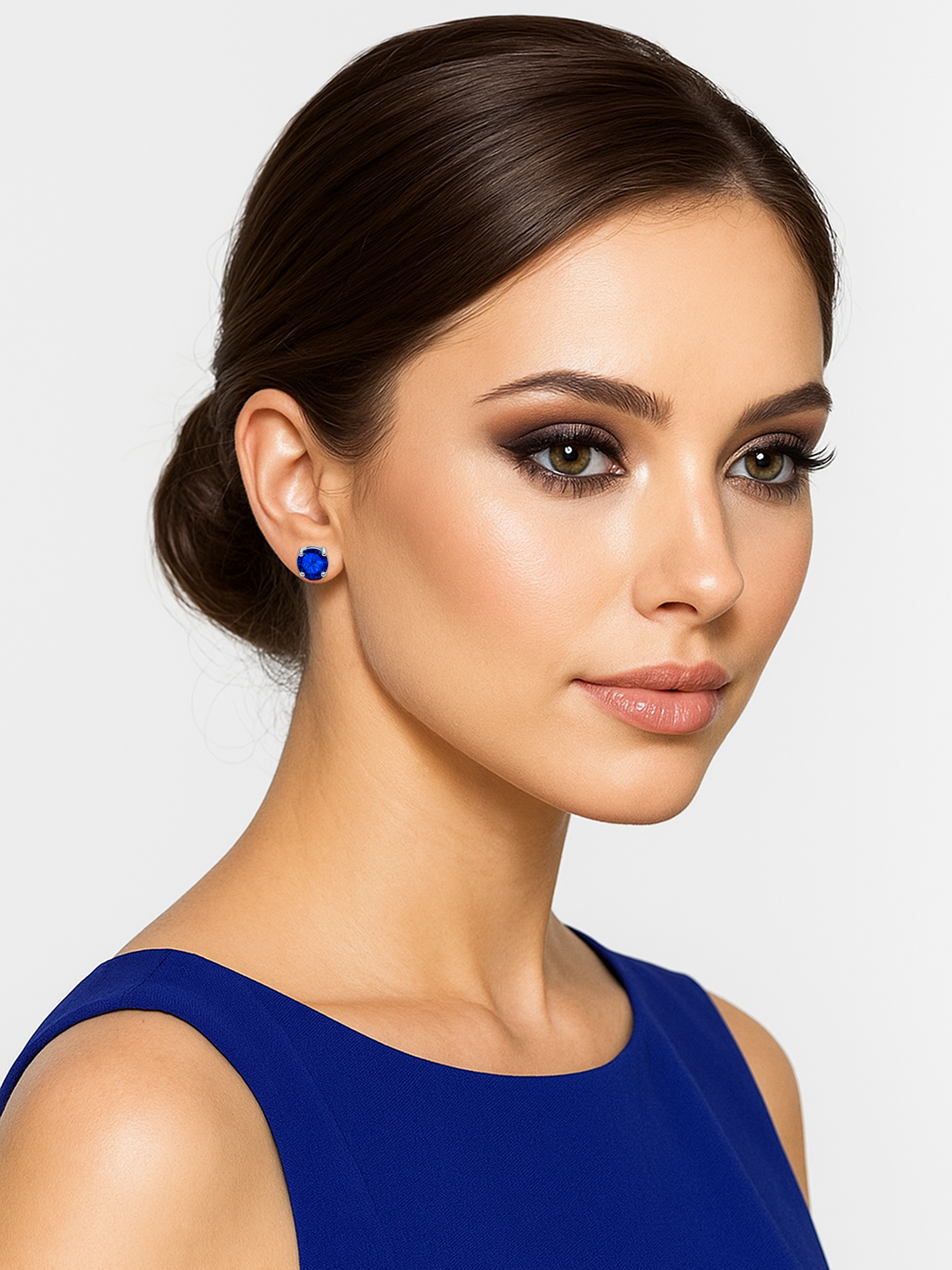 Blue Sapphire Stud Earrings 925 Sterling Silver