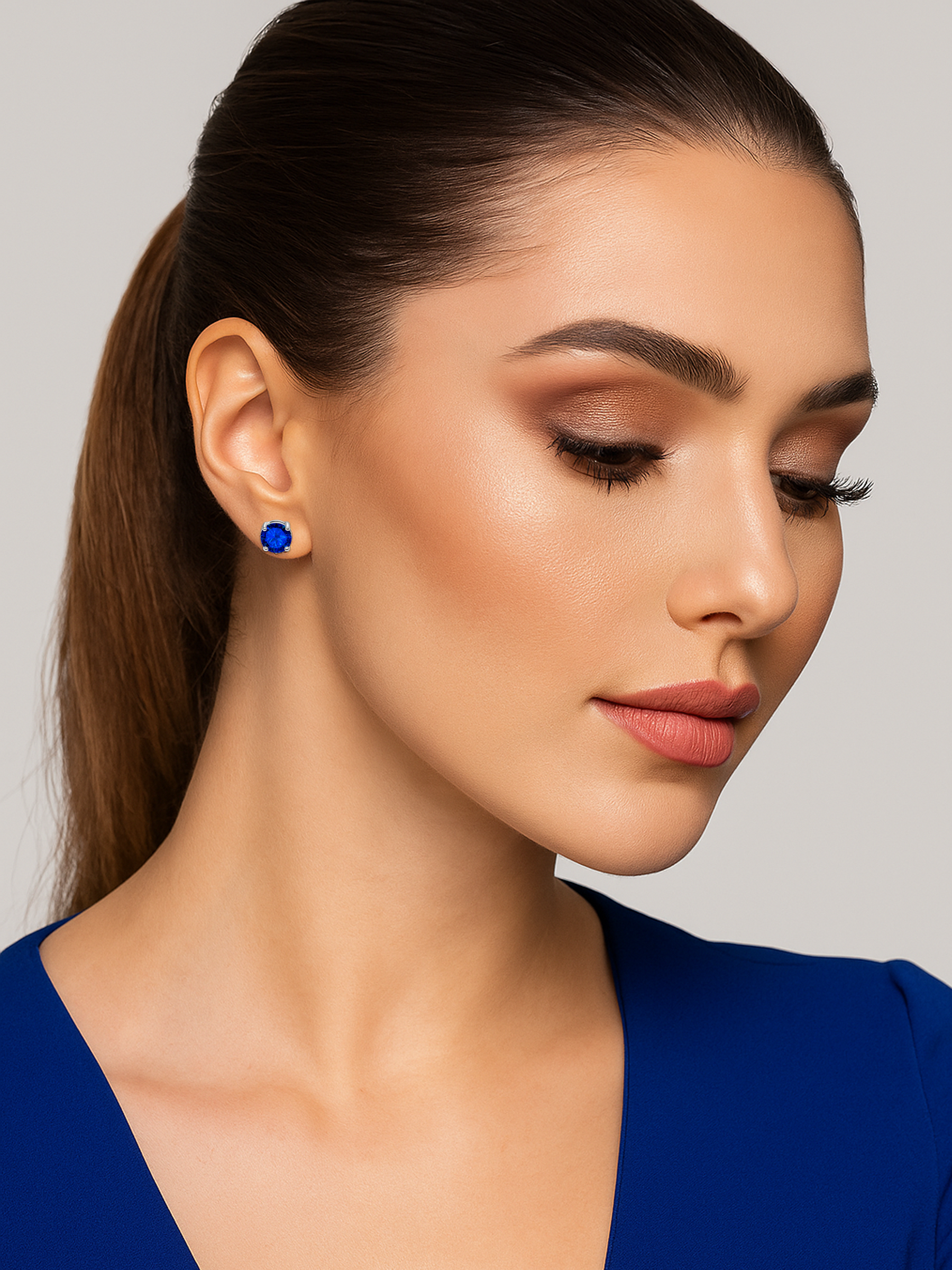 Blue Sapphire Stud Earrings 925 Sterling Silver