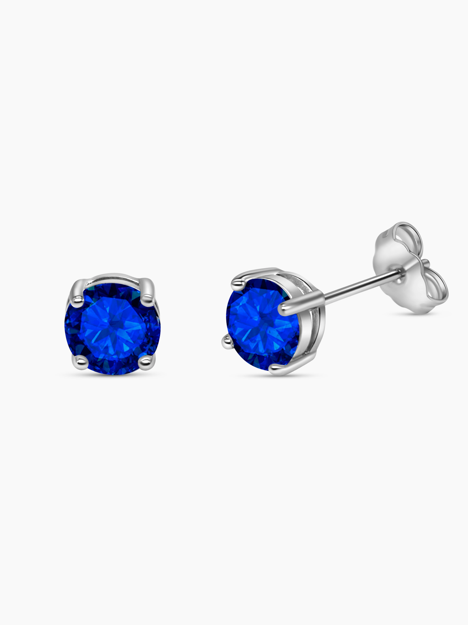 Blue Sapphire Stud Earrings 925 Sterling Silver