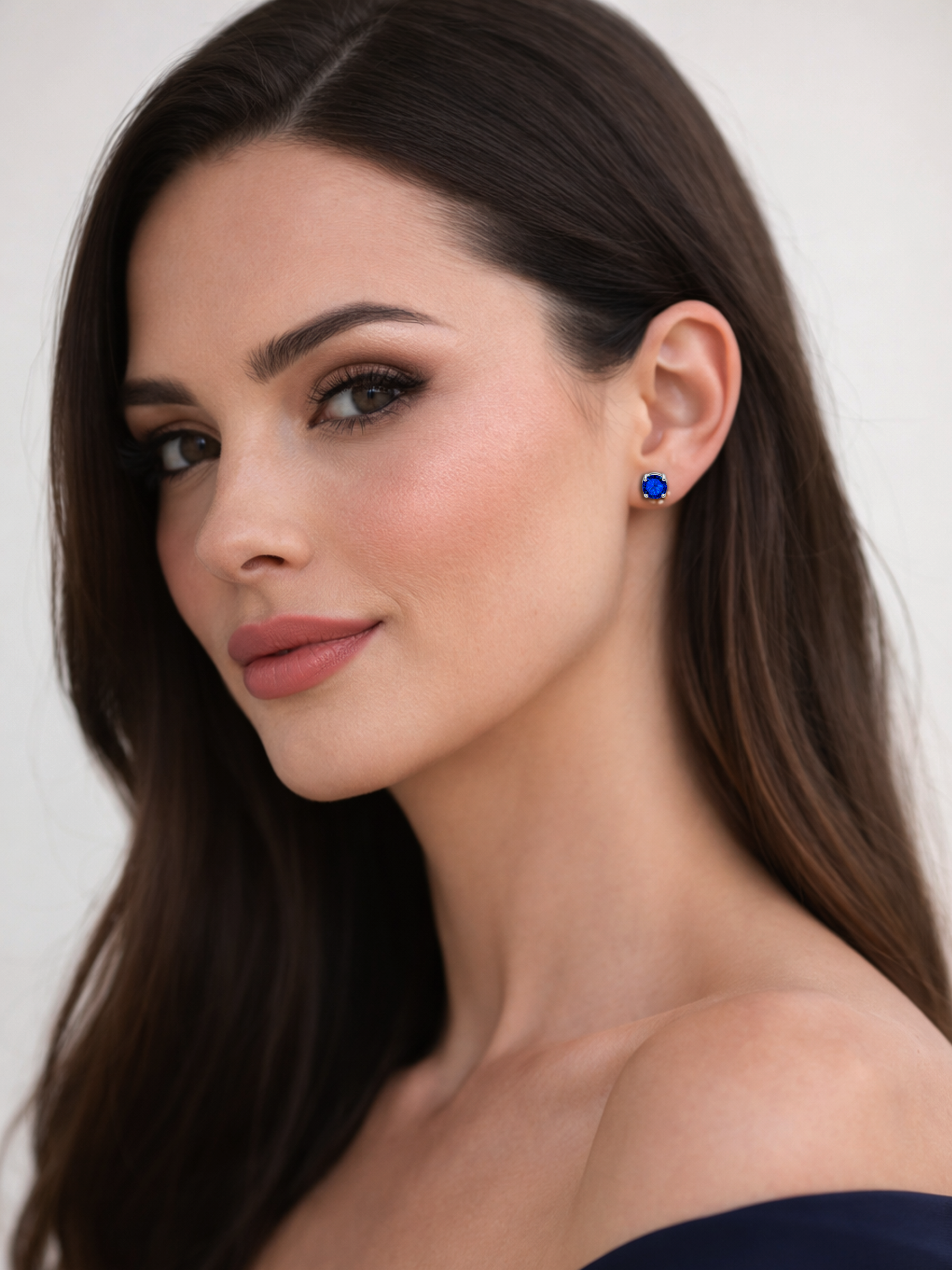 Blue Sapphire Stud Earrings 925 Sterling Silver