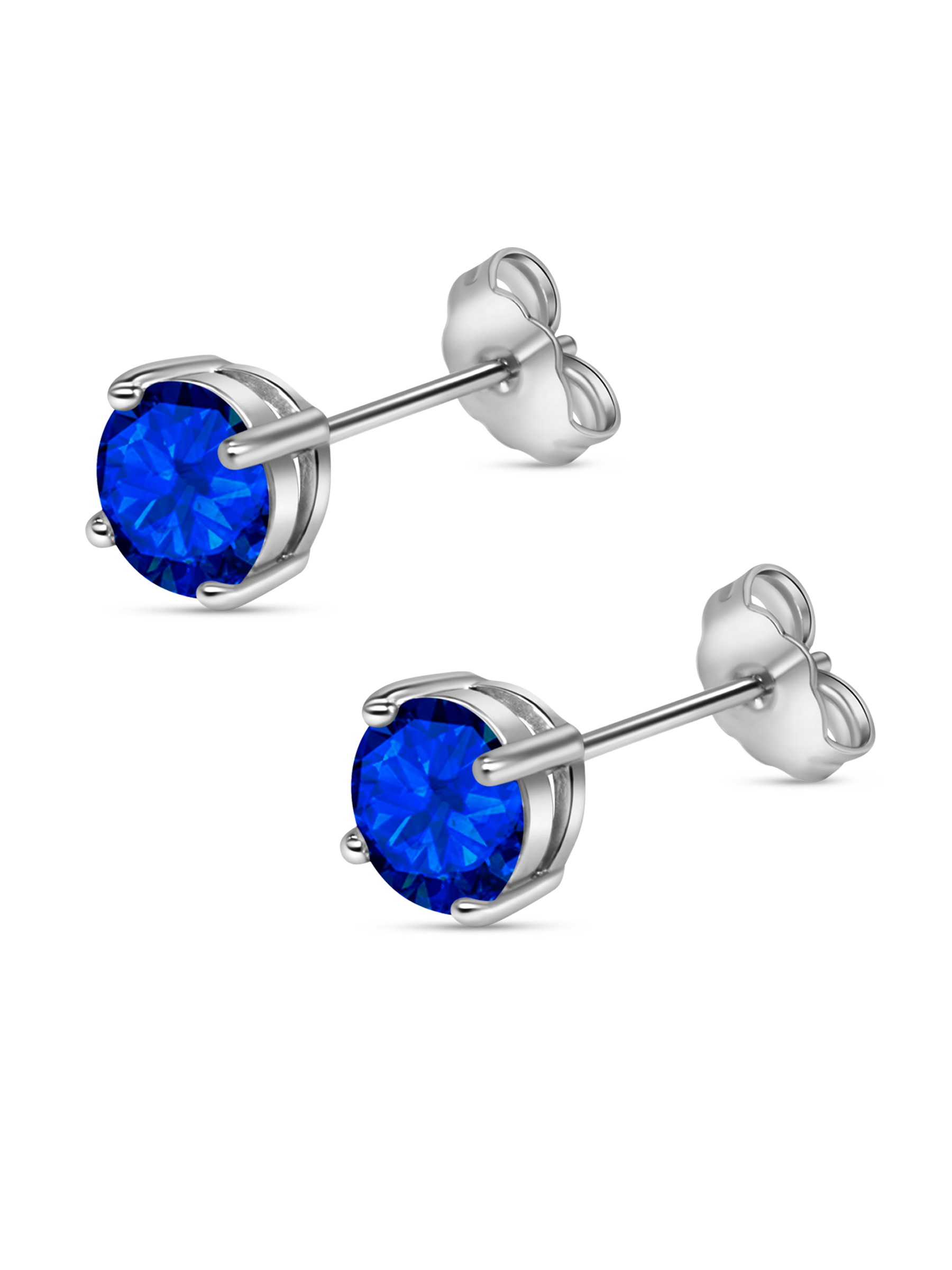 Blue Sapphire Stud Earrings 925 Sterling Silver