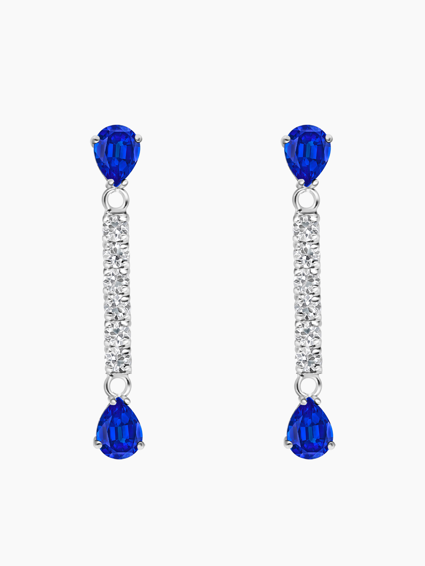 Blue Sapphire Tennis Line Earrings