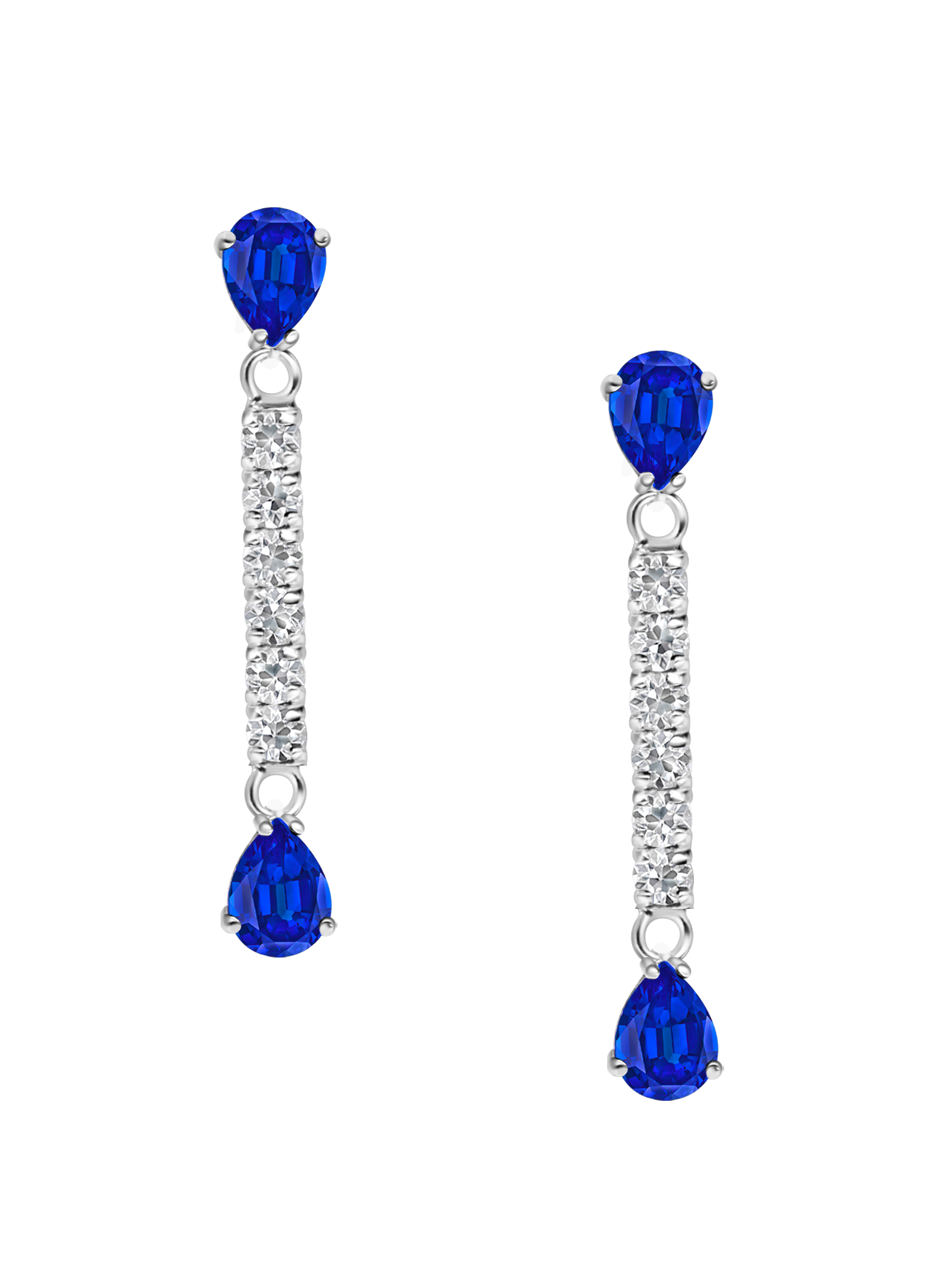 Blue Sapphire Tennis Line Earrings