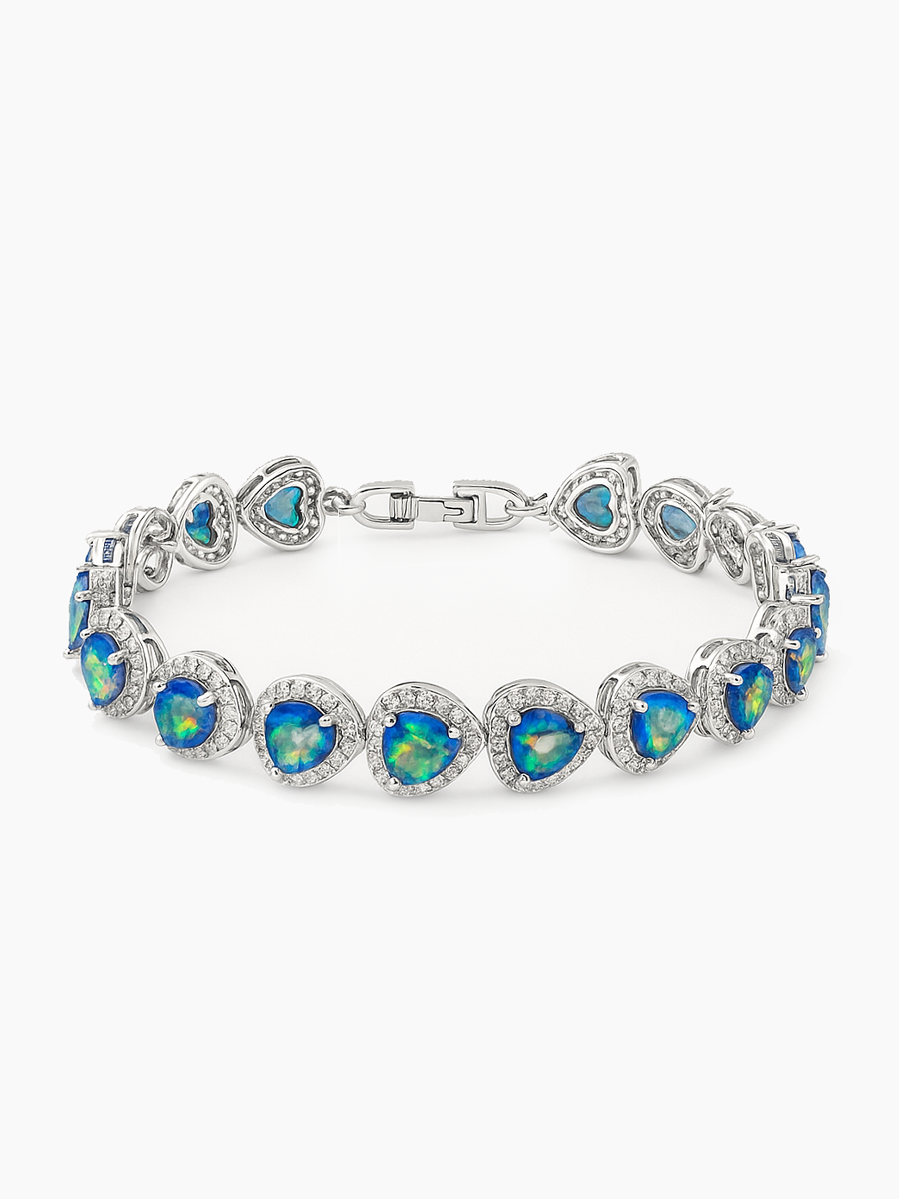 Mystic Topaz Heart Bracelet Rhodium Plated