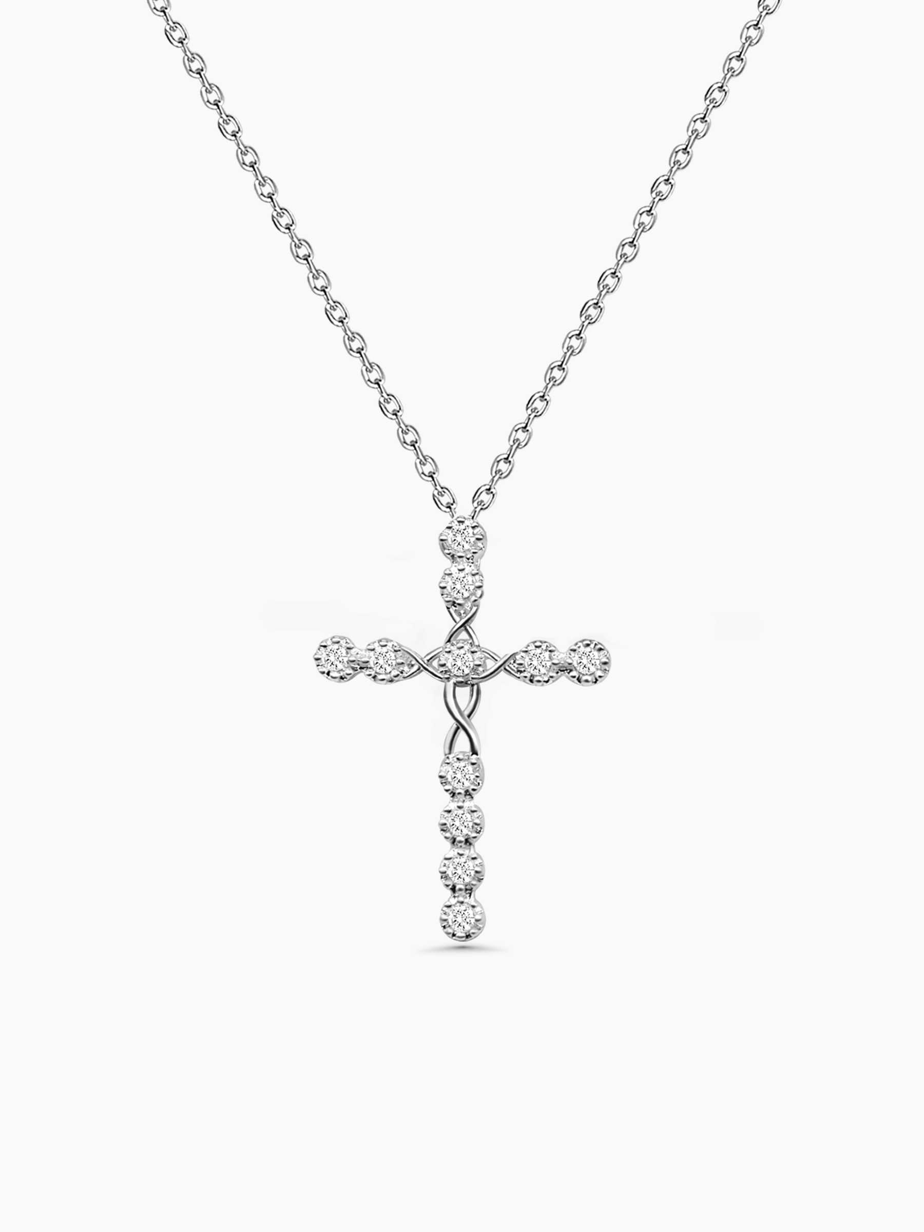 Cross Pendant Diamond CZ 925 Sterling Silver Women's Necklace