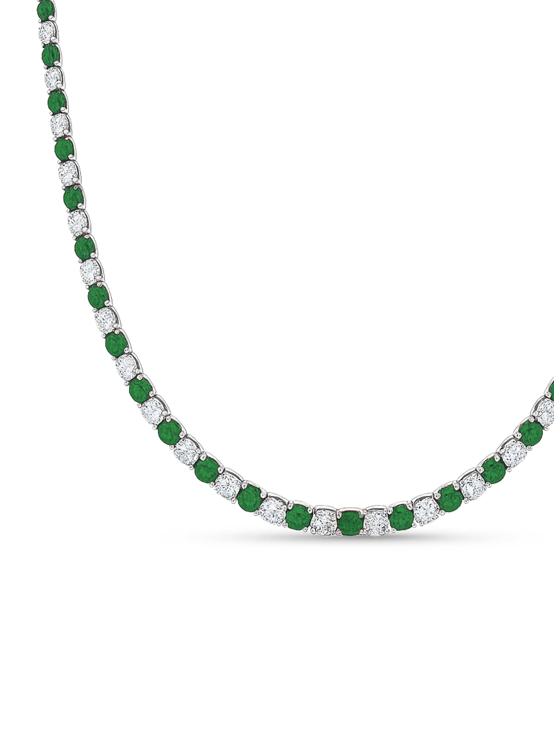 green and white tennis necklace